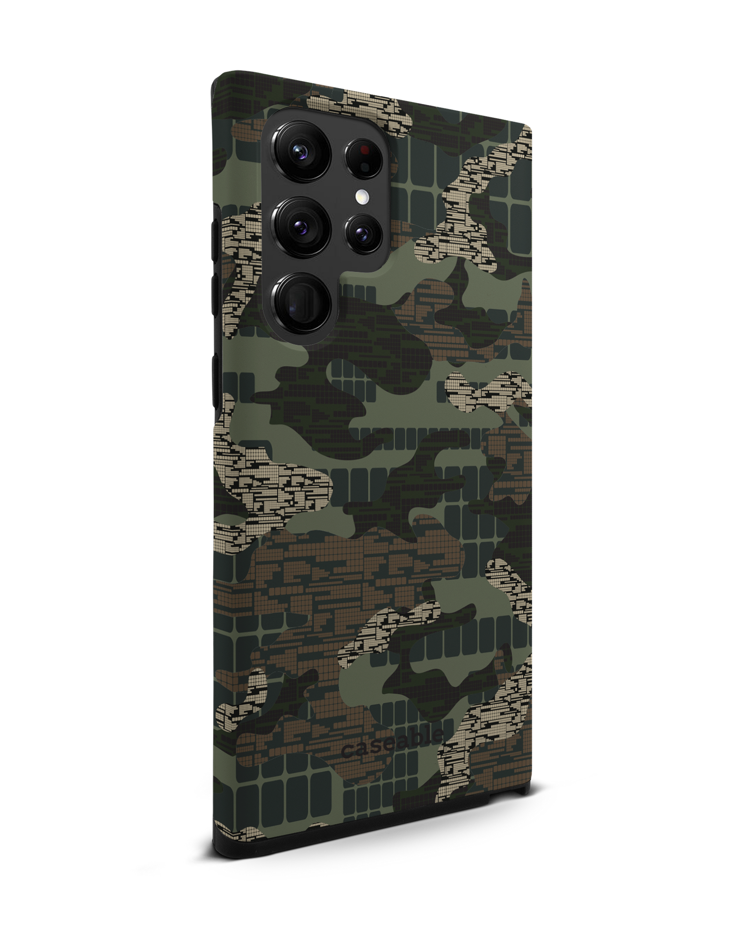 Green Camo Mix Premium Phone Case Samsung Galaxy S22 Ultra 5G: View from the left side