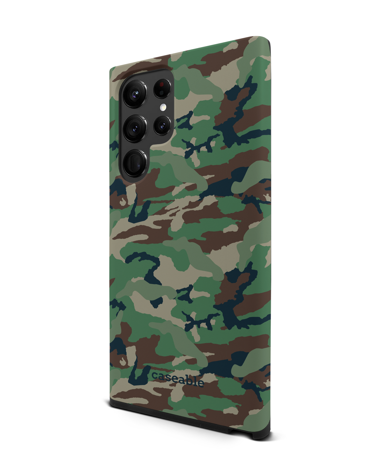 Green and Brown Camo Premium Phone Case Samsung Galaxy S22 Ultra 5G: View from the right side