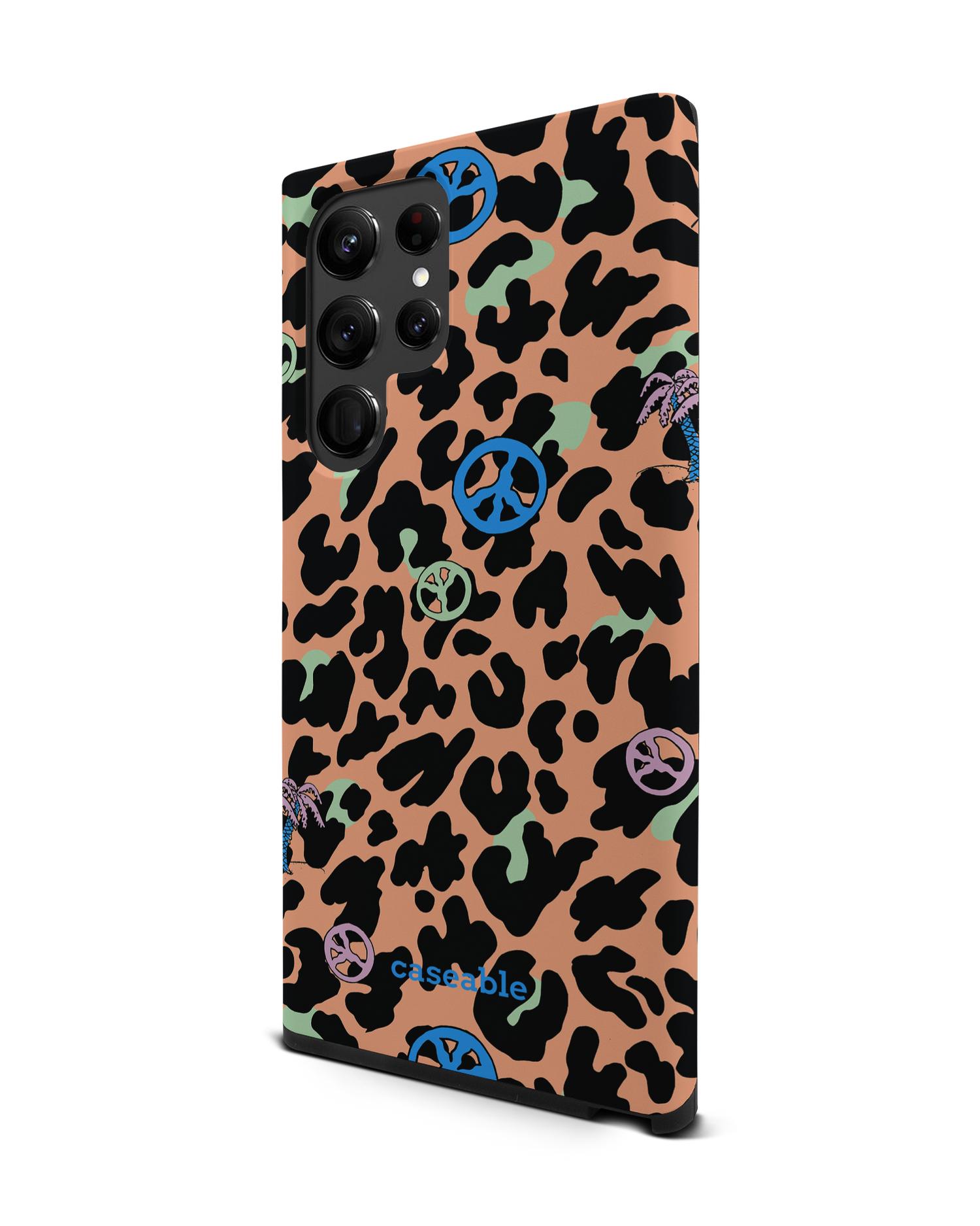 Leopard Peace Palms Premium Phone Case Samsung Galaxy S22 Ultra 5G: View from the right side