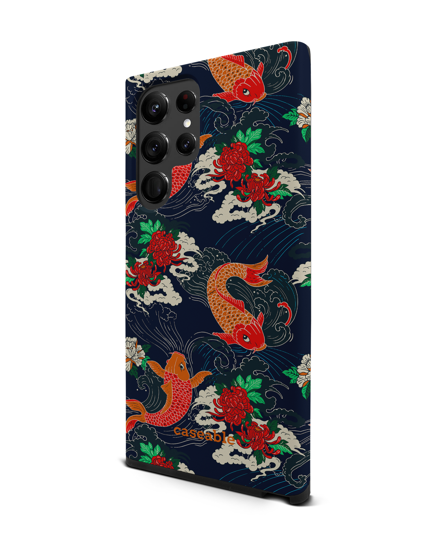 Repeating Koi Premium Phone Case Samsung Galaxy S22 Ultra 5G: View from the right side