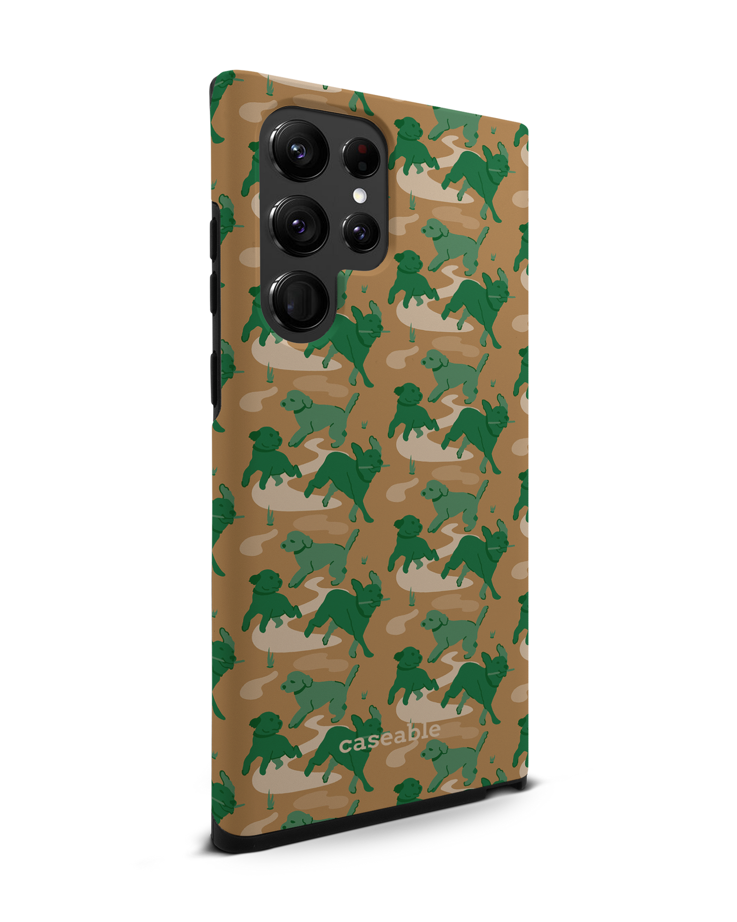 Dog Camo Premium Phone Case Samsung Galaxy S22 Ultra 5G: View from the left side