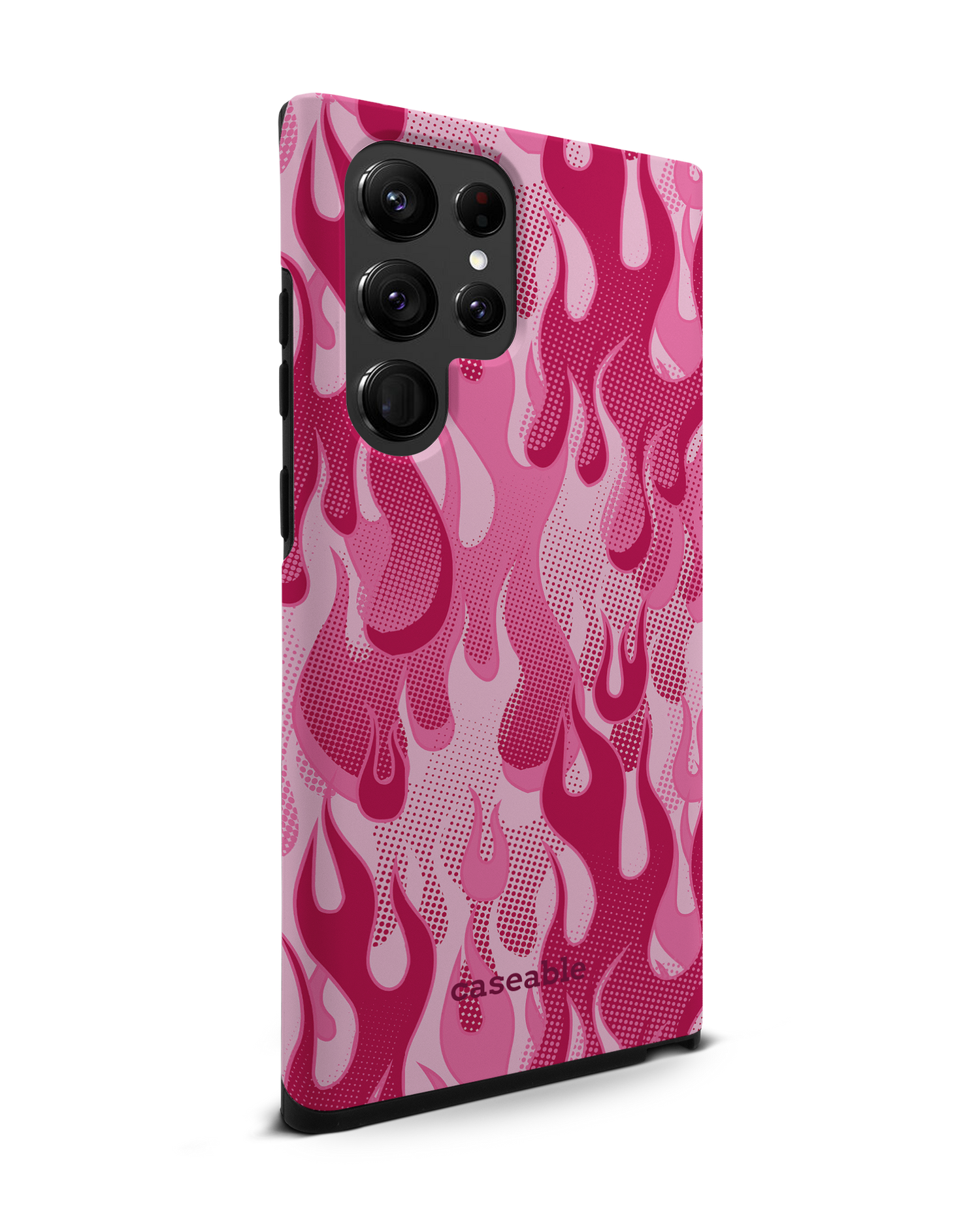Pink Flames Premium Phone Case Samsung Galaxy S22 Ultra 5G: View from the left side