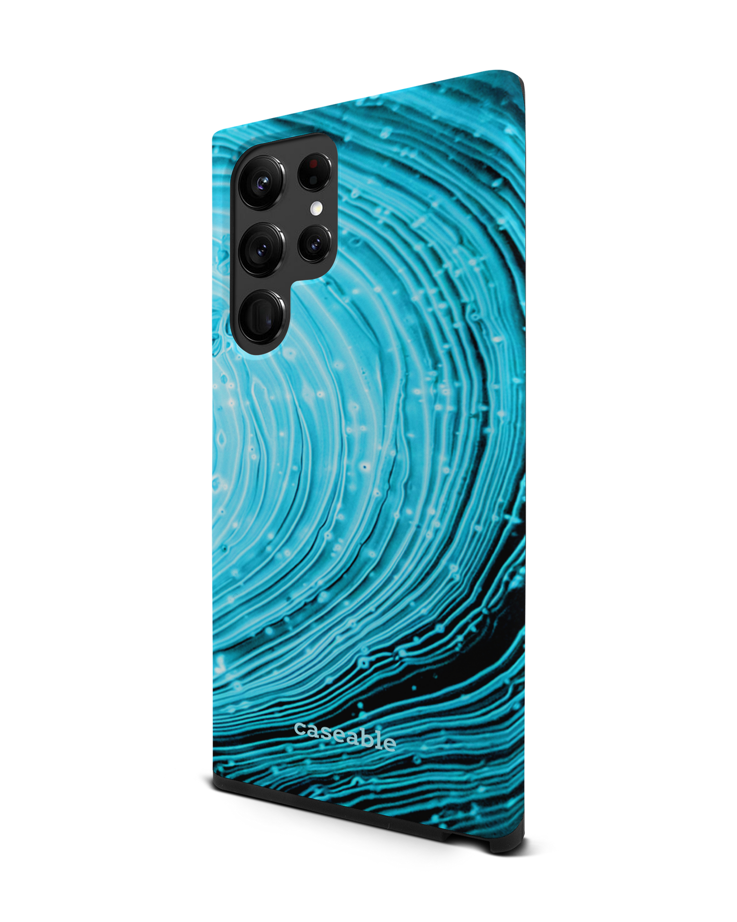 Turquoise Ripples Premium Phone Case Samsung Galaxy S22 Ultra 5G: View from the right side