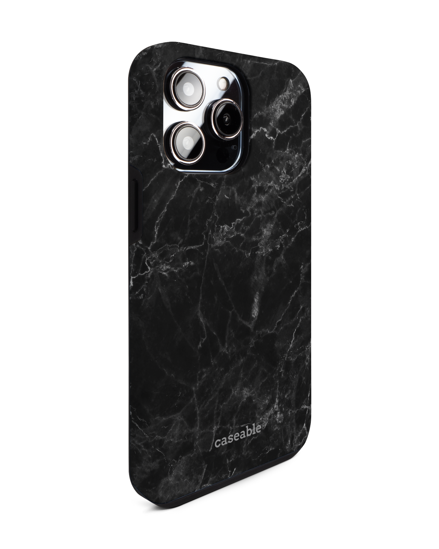 Midnight Marble Premium Phone Case for Apple iPhone 14 Pro Max: View from the left side