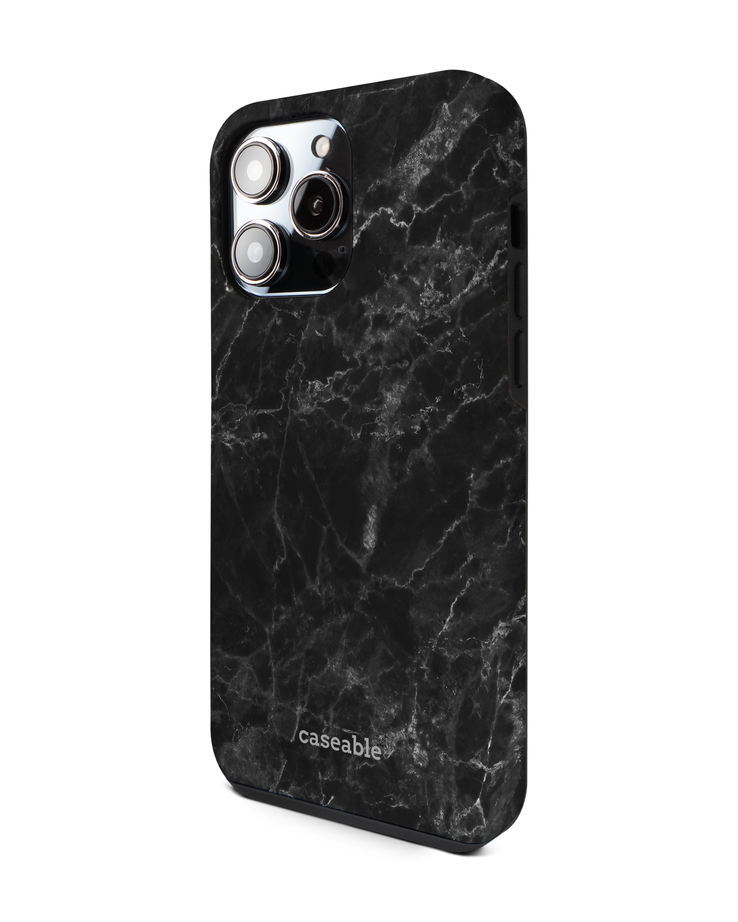 Midnight Marble Premium Phone Case for Apple iPhone 14 Pro Max: View from the right side