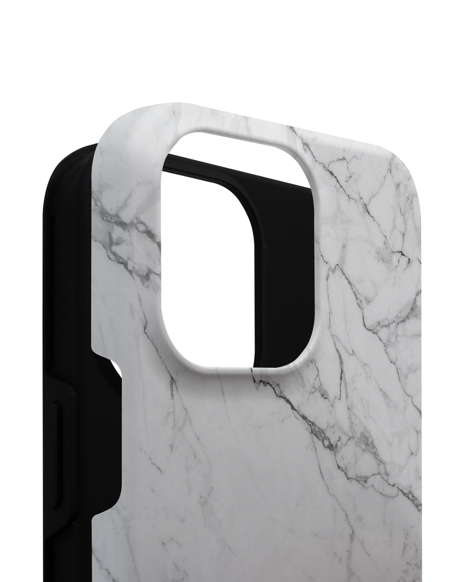 White Marble Premium Phone Case for Apple iPhone 14 Pro Max consisting of 2 parts