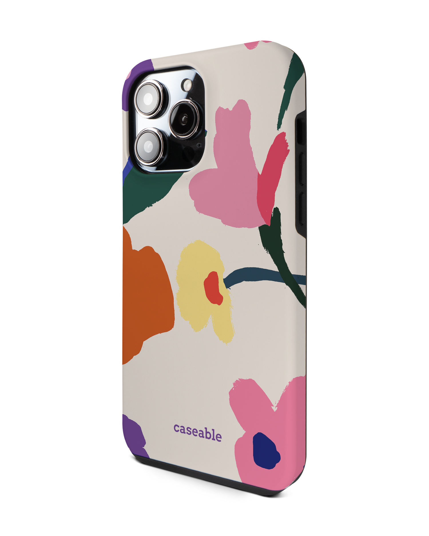 Handpainted Blooms Premium Phone Case for Apple iPhone 14 Pro Max: View from the right side