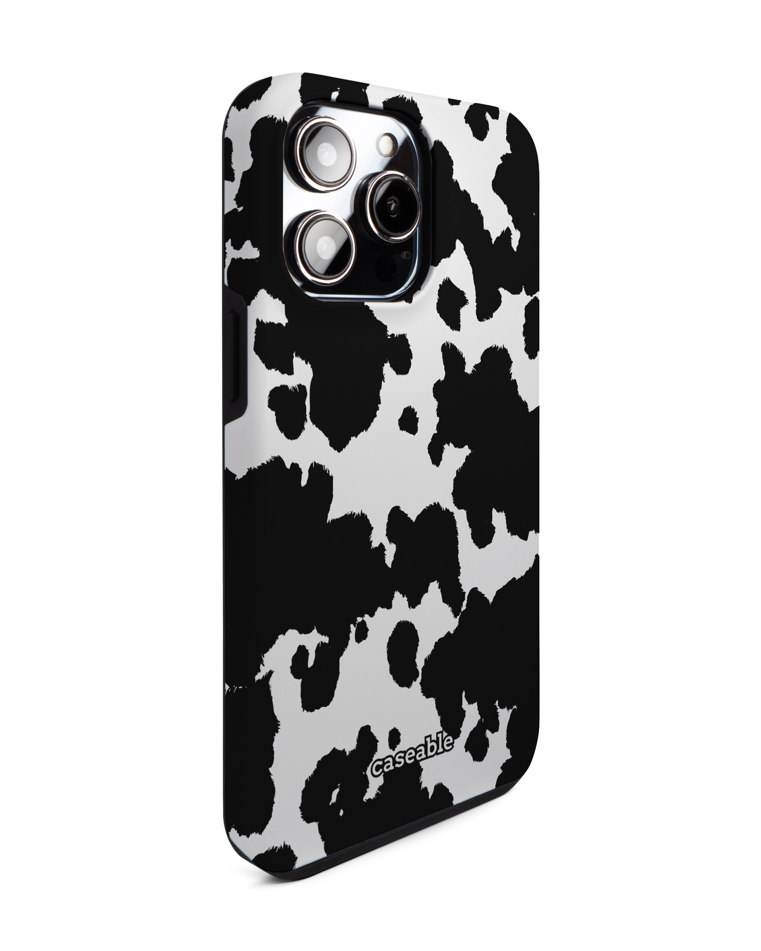 Cow Print Premium Phone Case for Apple iPhone 14 Pro Max: View from the left side