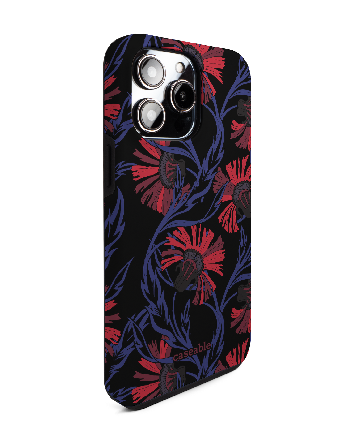 Midnight Floral Premium Phone Case for Apple iPhone 14 Pro Max: View from the left side
