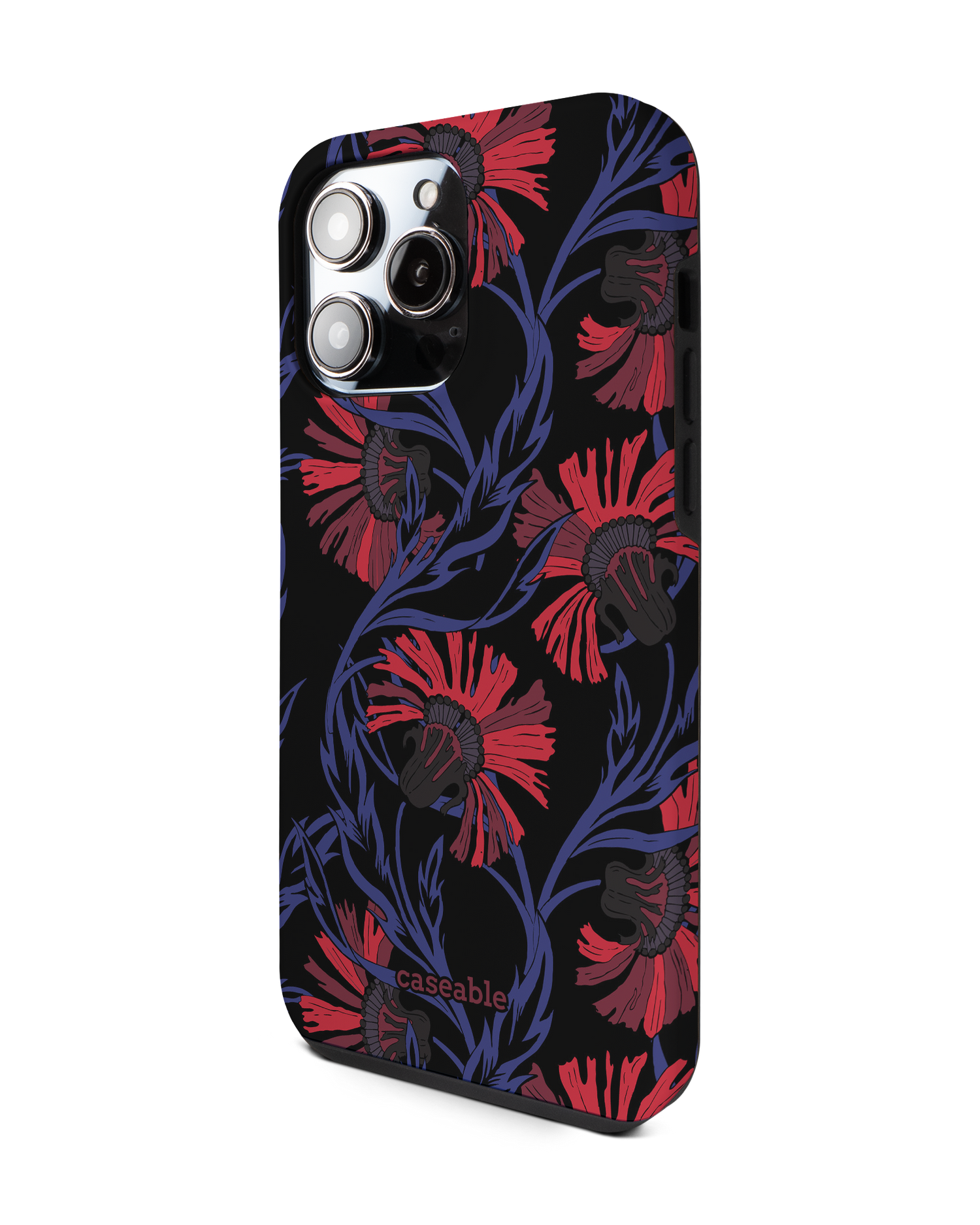Midnight Floral Premium Phone Case for Apple iPhone 14 Pro Max: View from the right side