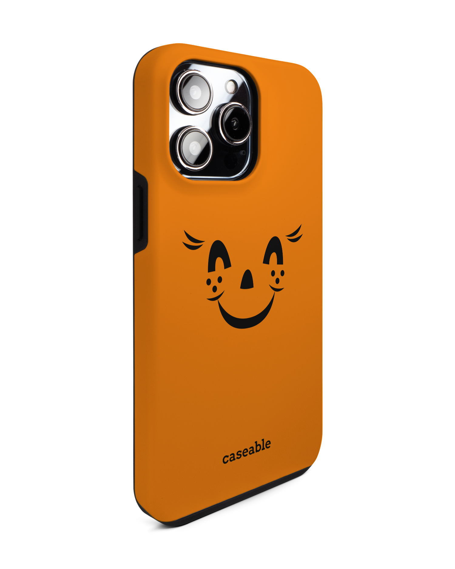Pumpkin Smiles Premium Phone Case for Apple iPhone 14 Pro Max: View from the left side