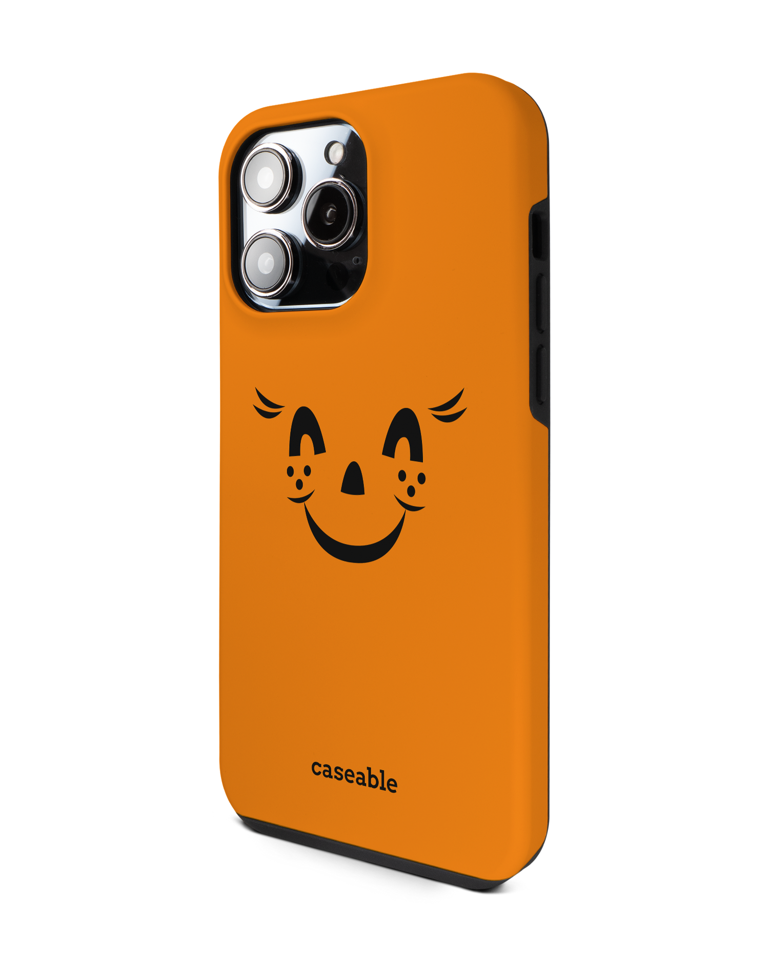 Pumpkin Smiles Premium Phone Case for Apple iPhone 14 Pro Max: View from the right side