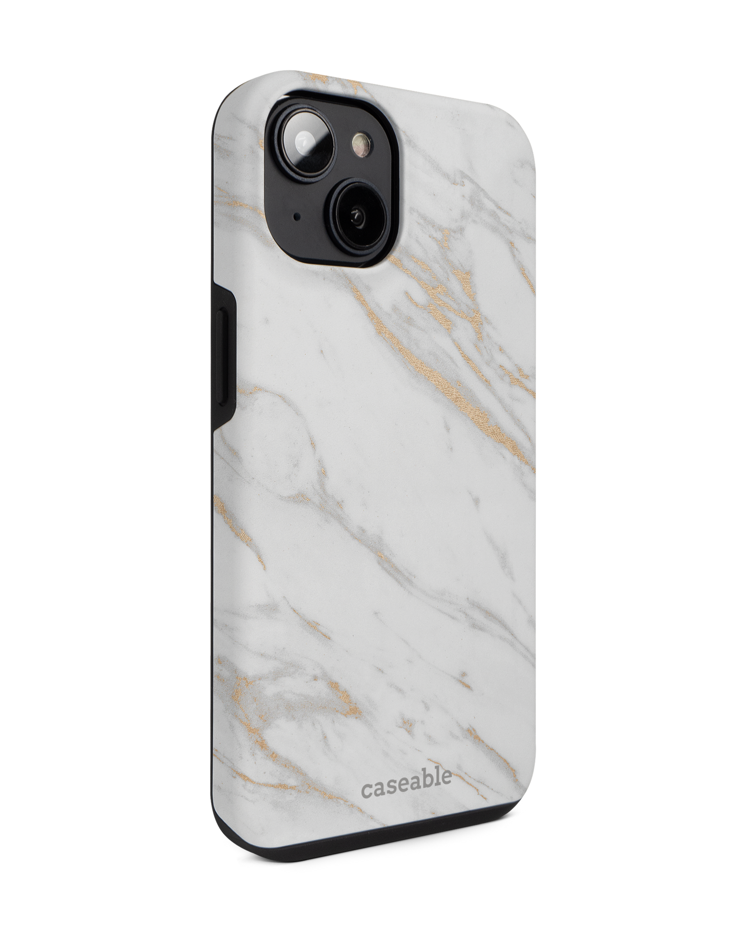Gold Marble Elegance Premium Phone for Apple iPhone 14: View from the left side