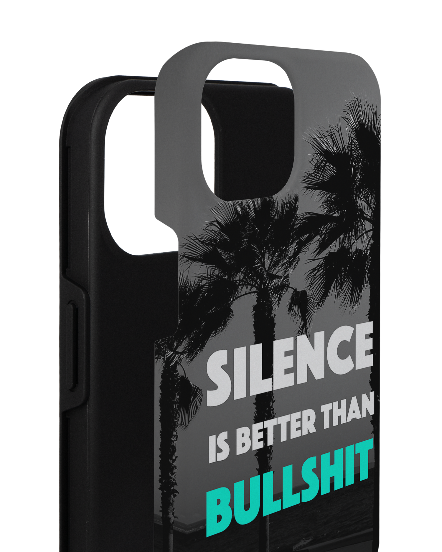 Silence is Better Premium Phone for Apple iPhone 14 consisting of 2 parts