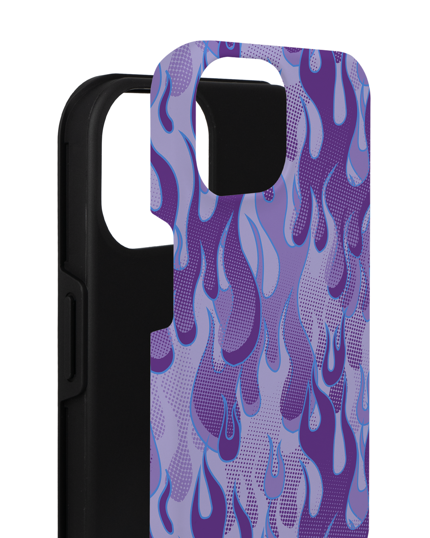 Purple Flames Premium Phone for Apple iPhone 14 consisting of 2 parts