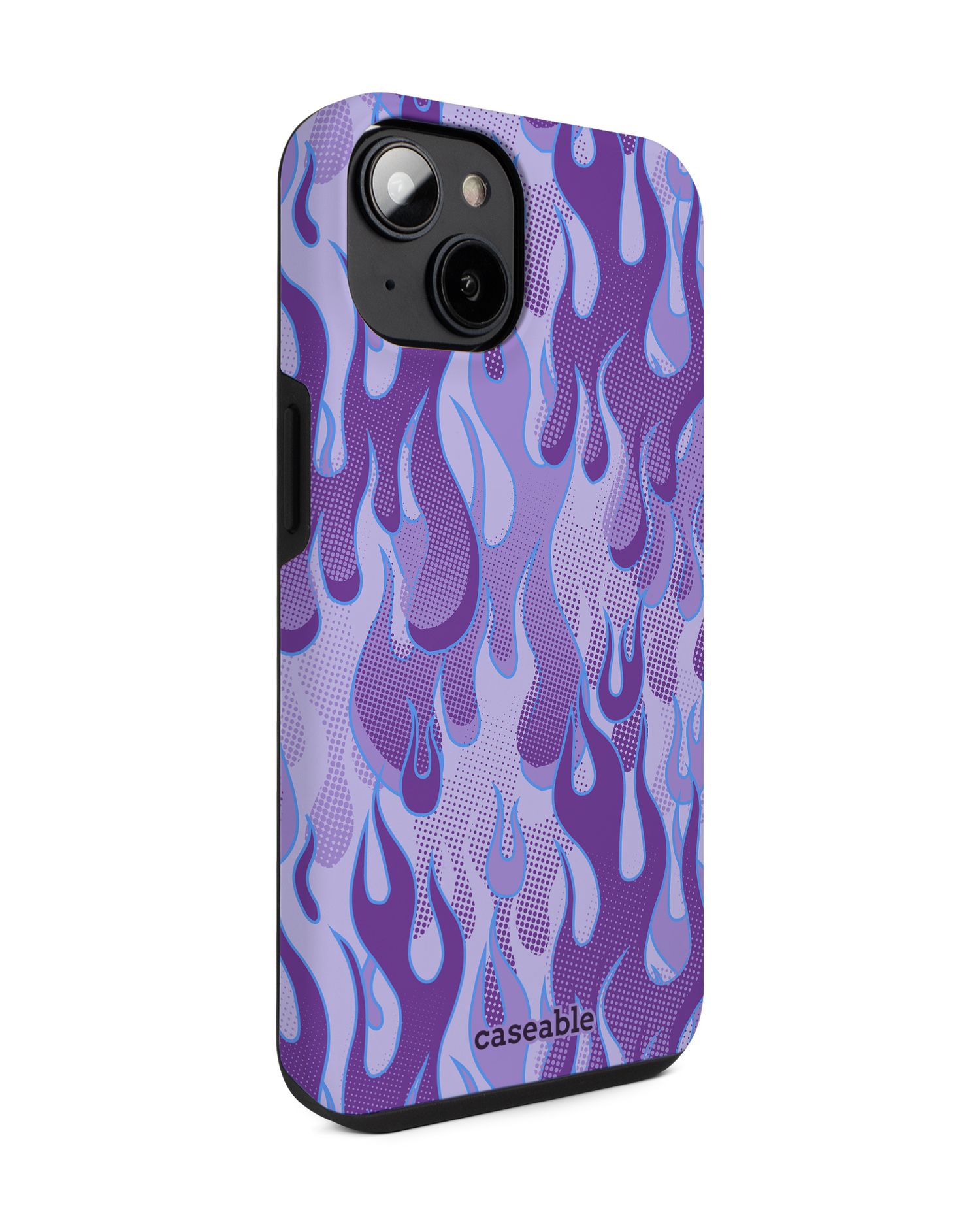Purple Flames Premium Phone for Apple iPhone 14: View from the left side
