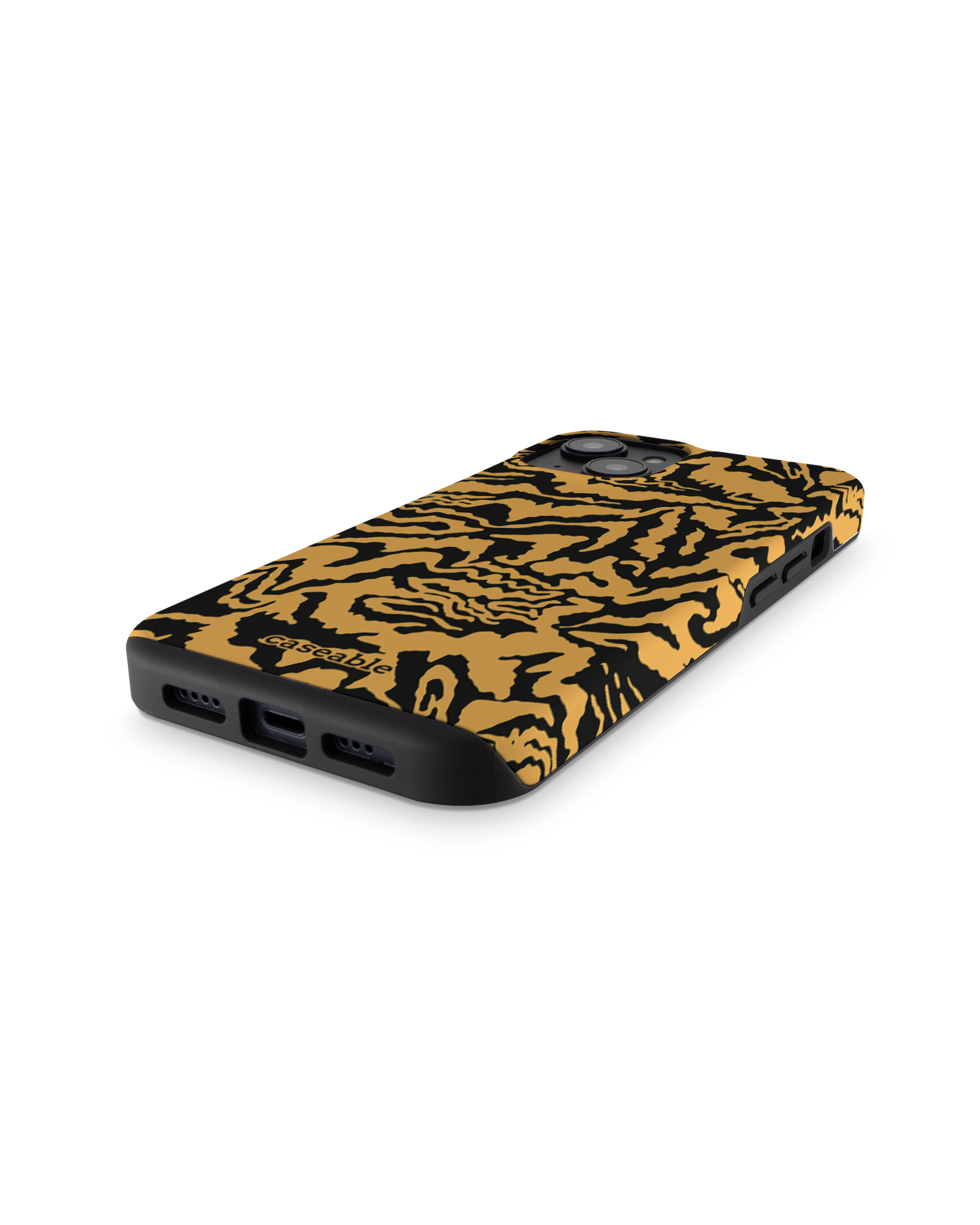 Warped Tiger Stripes Premium Phone for Apple iPhone 14: Bottom View