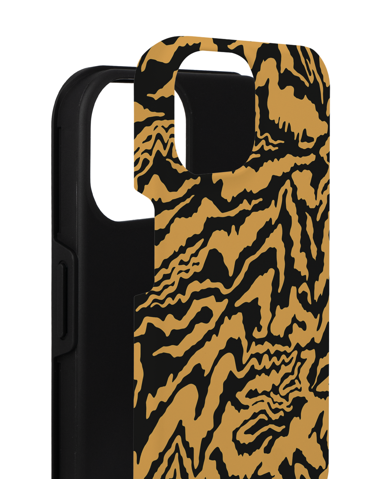 Warped Tiger Stripes Premium Phone for Apple iPhone 14 consisting of 2 parts