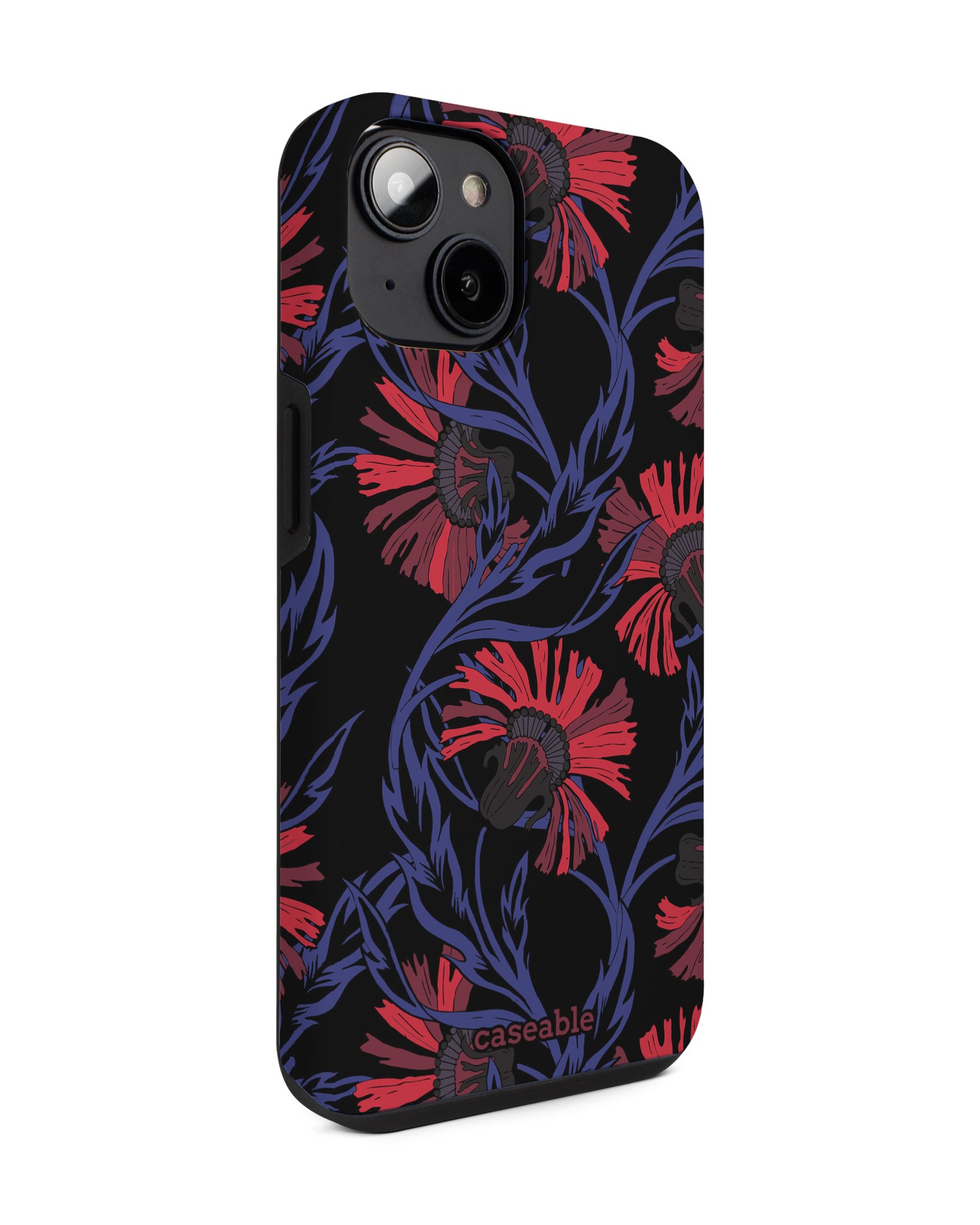 Midnight Floral Premium Phone for Apple iPhone 14: View from the left side