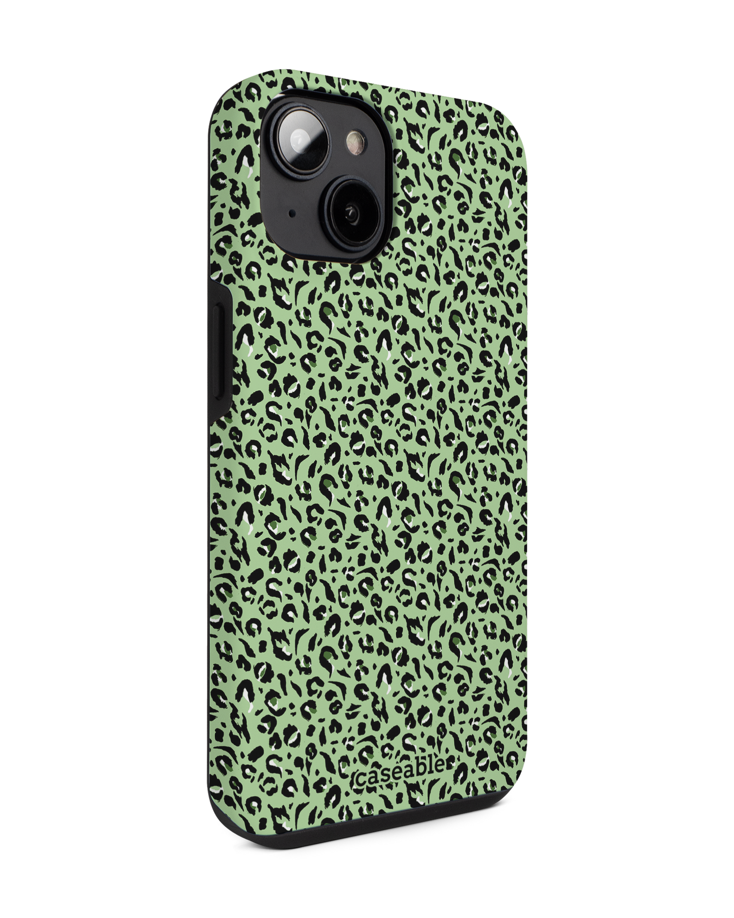 Mint Leopard Premium Phone for Apple iPhone 14: View from the left side