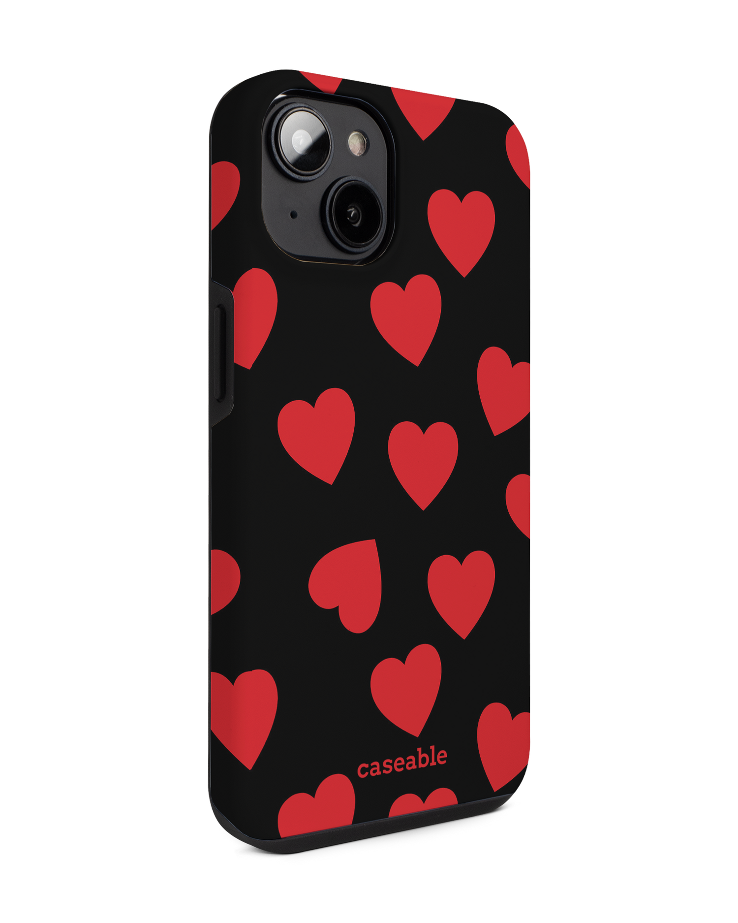 Repeating Hearts Premium Phone for Apple iPhone 14: View from the left side