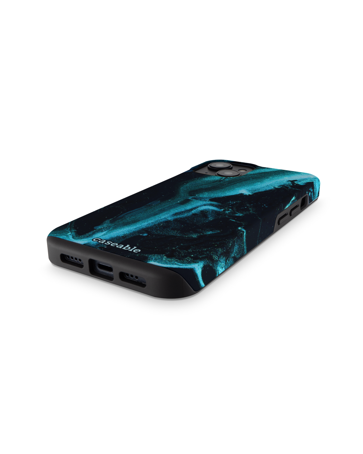 Deep Turquoise Sparkle Premium Phone for Apple iPhone 14: Bottom View