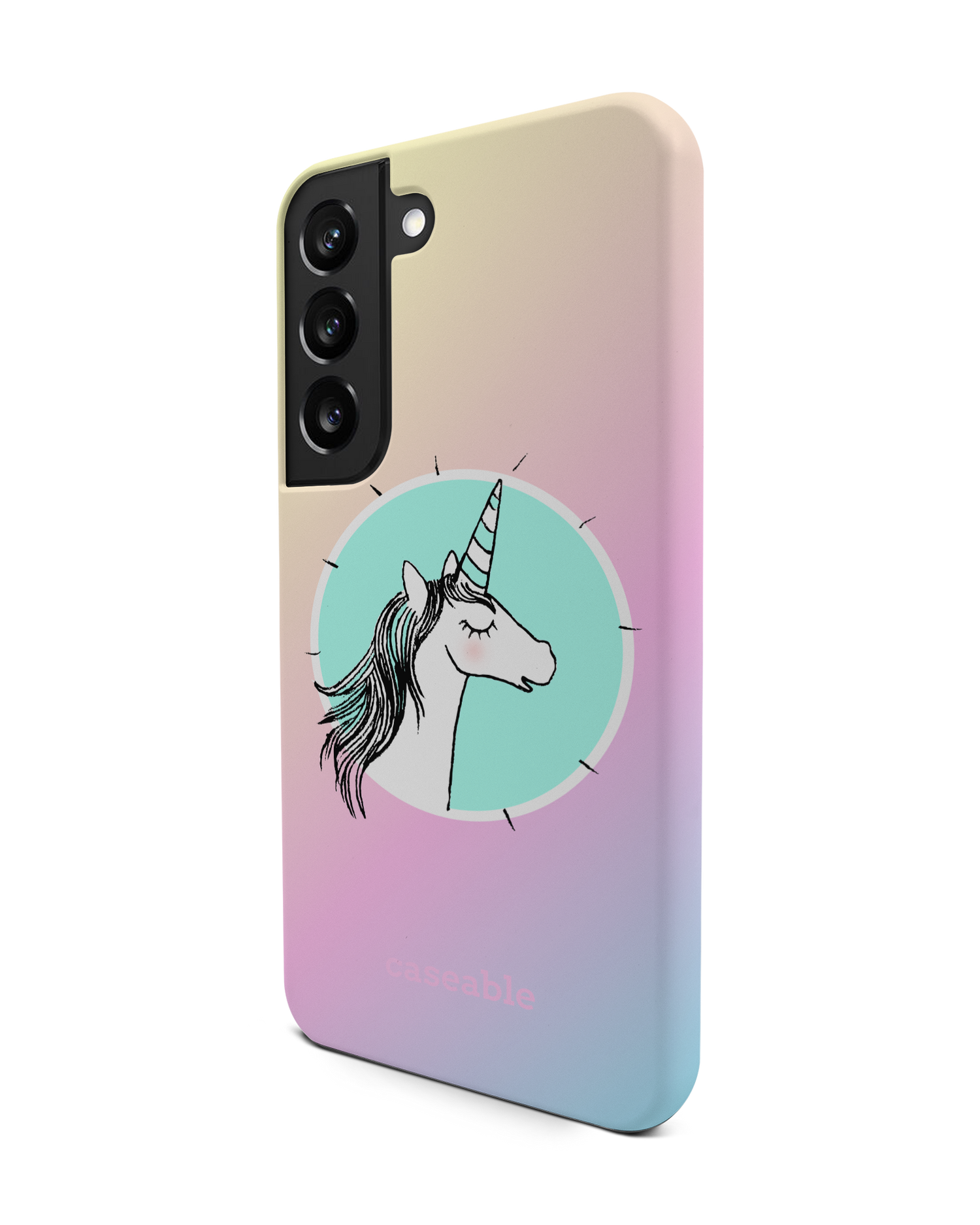 Happiness Unicorn Premium Phone Case Samsung Galaxy S22 5G: View from the right side
