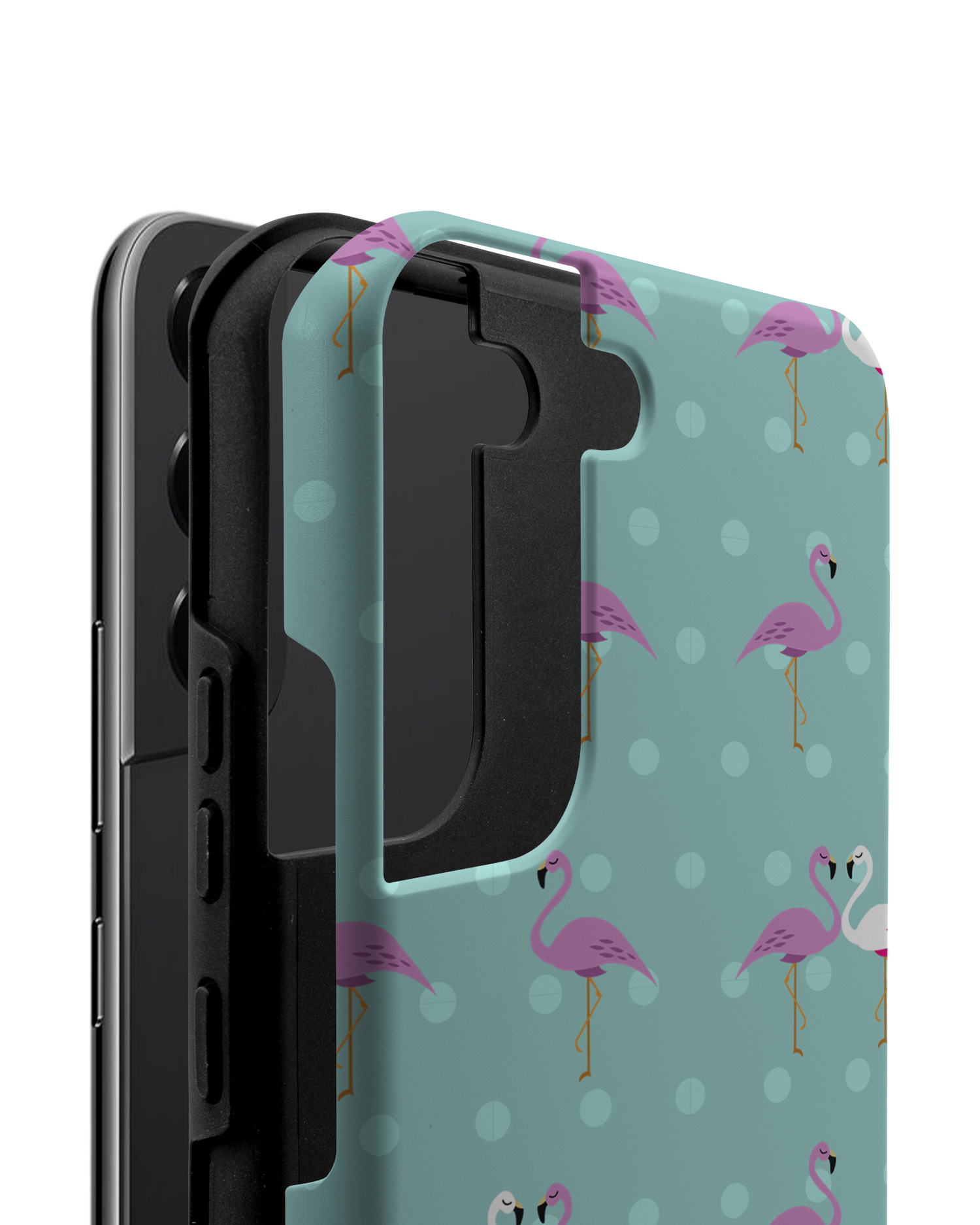 Two Flamingos Premium Phone Case Samsung Galaxy S22 5G consisting of 2 parts