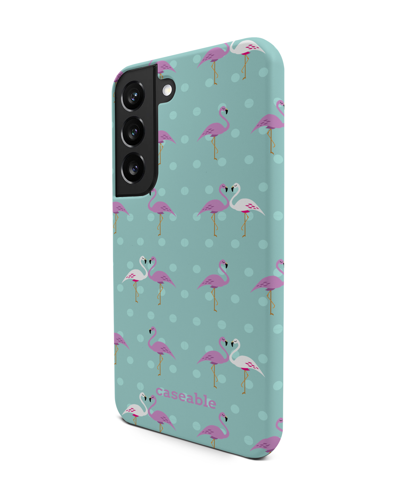 Two Flamingos Premium Phone Case Samsung Galaxy S22 5G: View from the right side