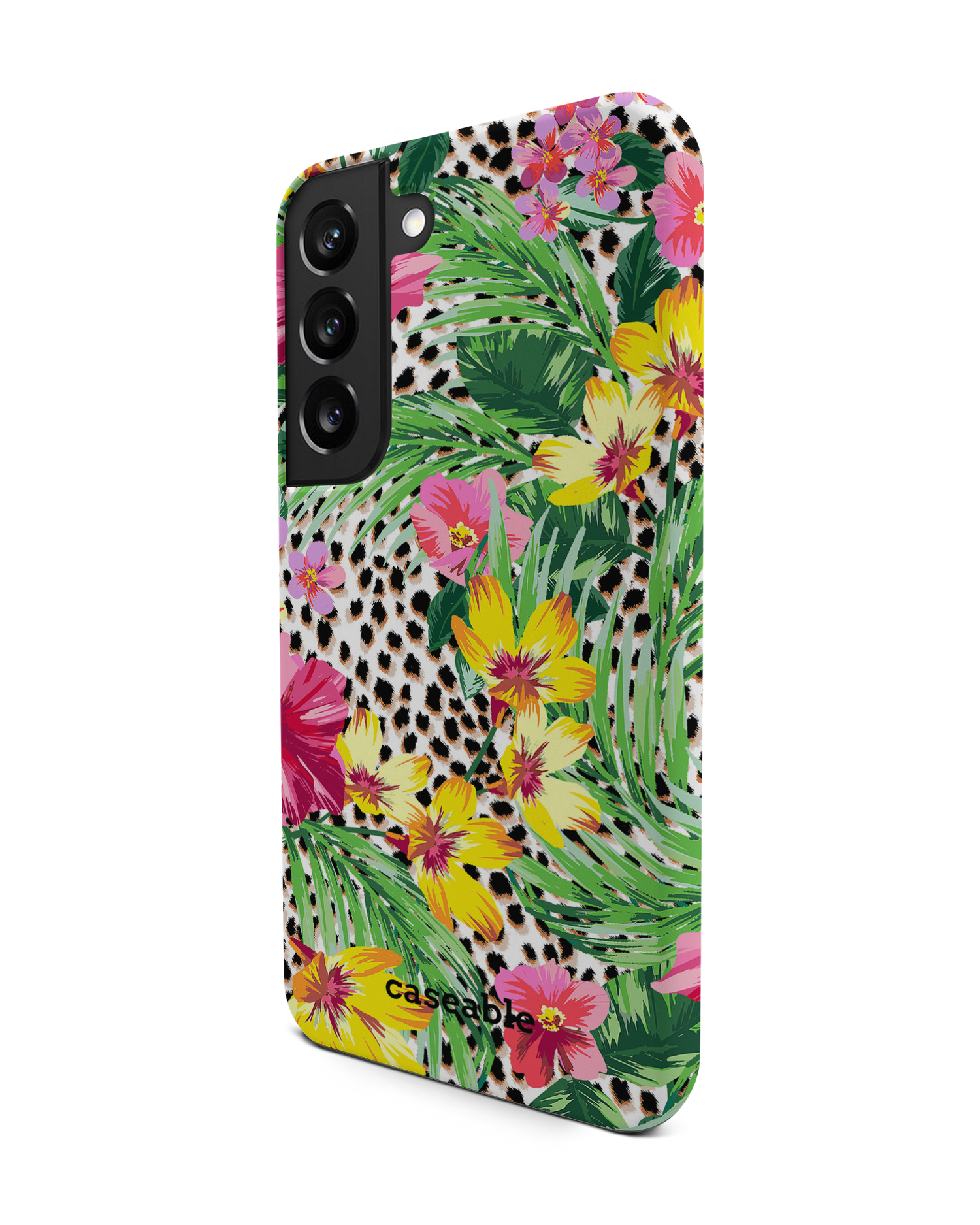 Tropical Cheetah Premium Phone Case Samsung Galaxy S22 5G: View from the right side