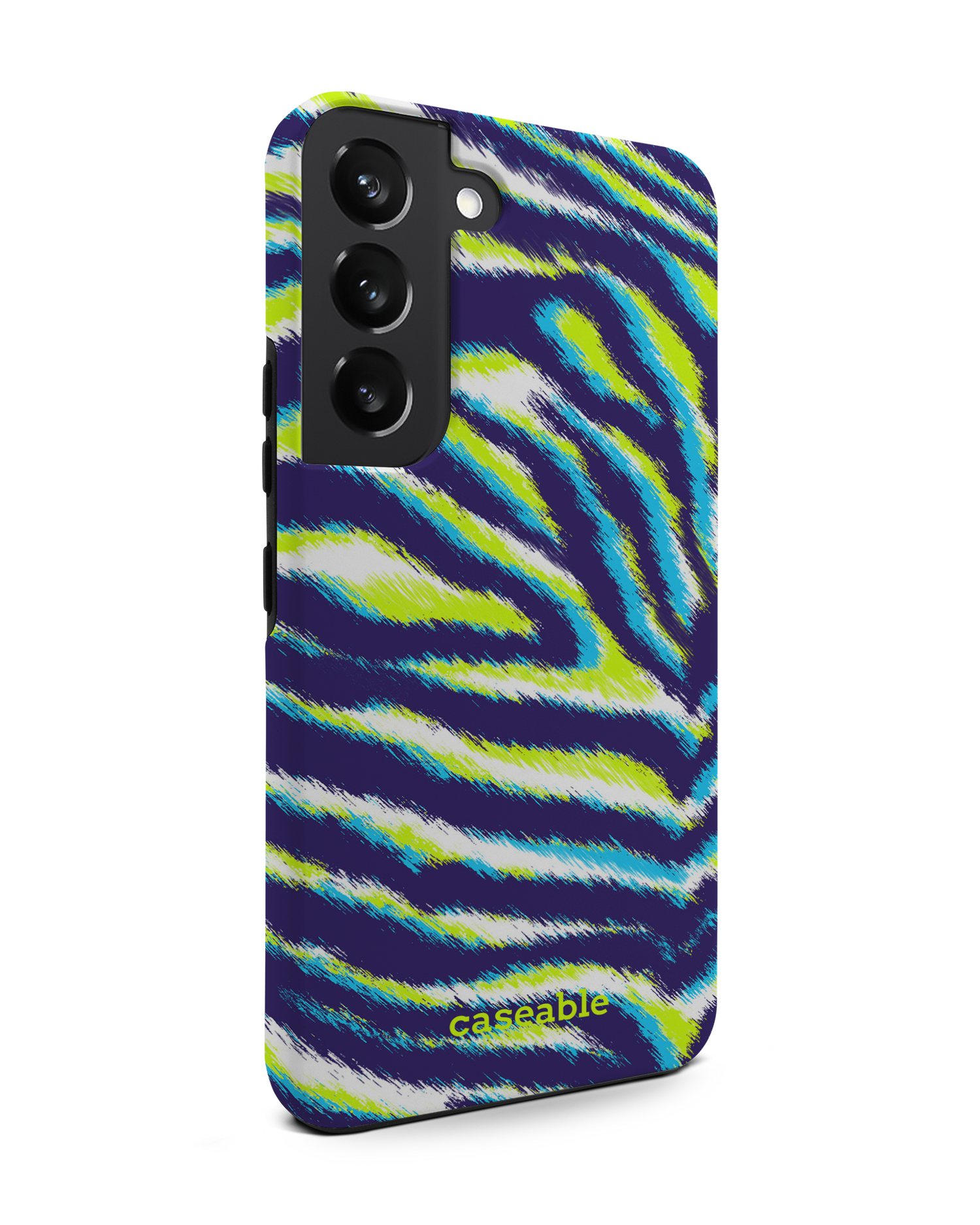 Neon Zebra Premium Phone Case Samsung Galaxy S22 5G: View from the left side