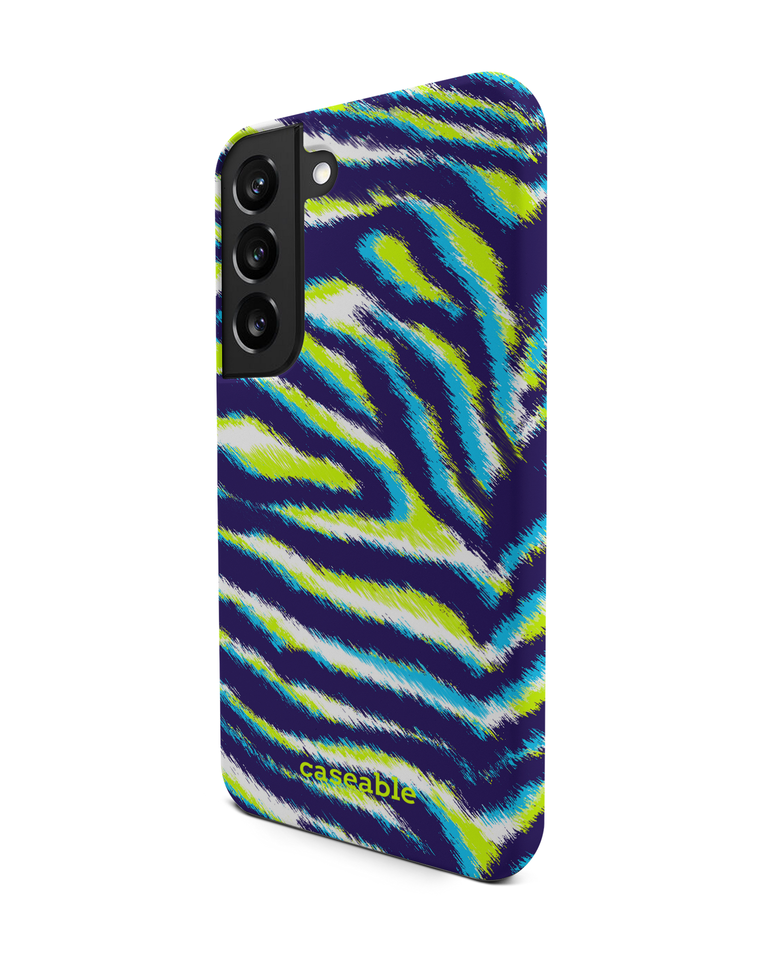 Neon Zebra Premium Phone Case Samsung Galaxy S22 5G: View from the right side