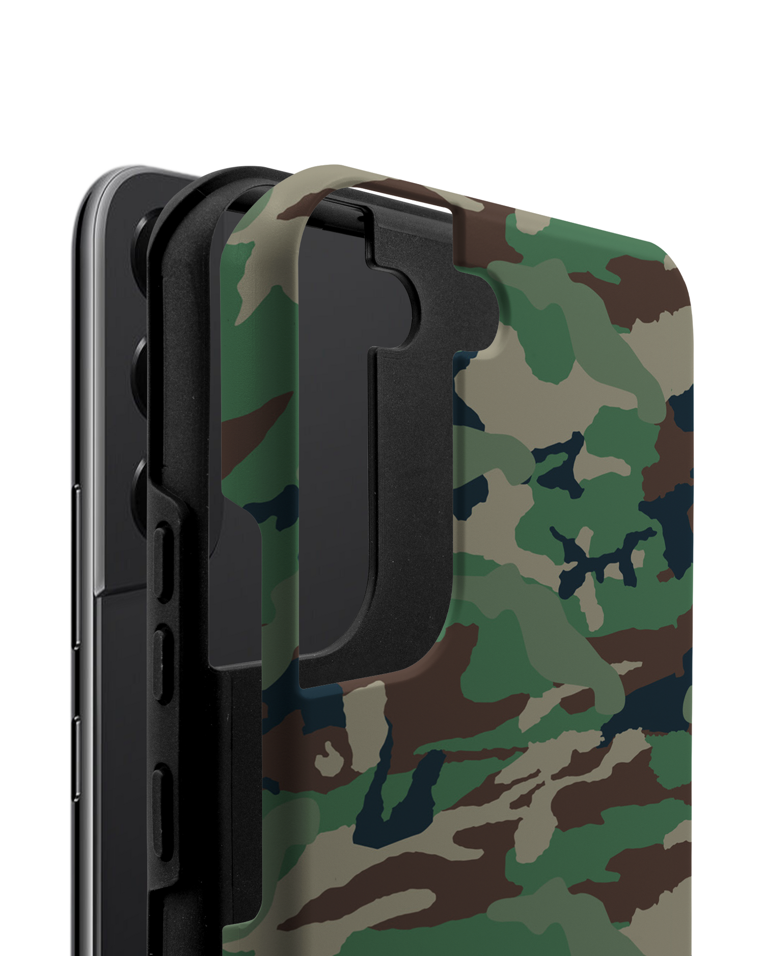 Green and Brown Camo Premium Phone Case Samsung Galaxy S22 5G consisting of 2 parts