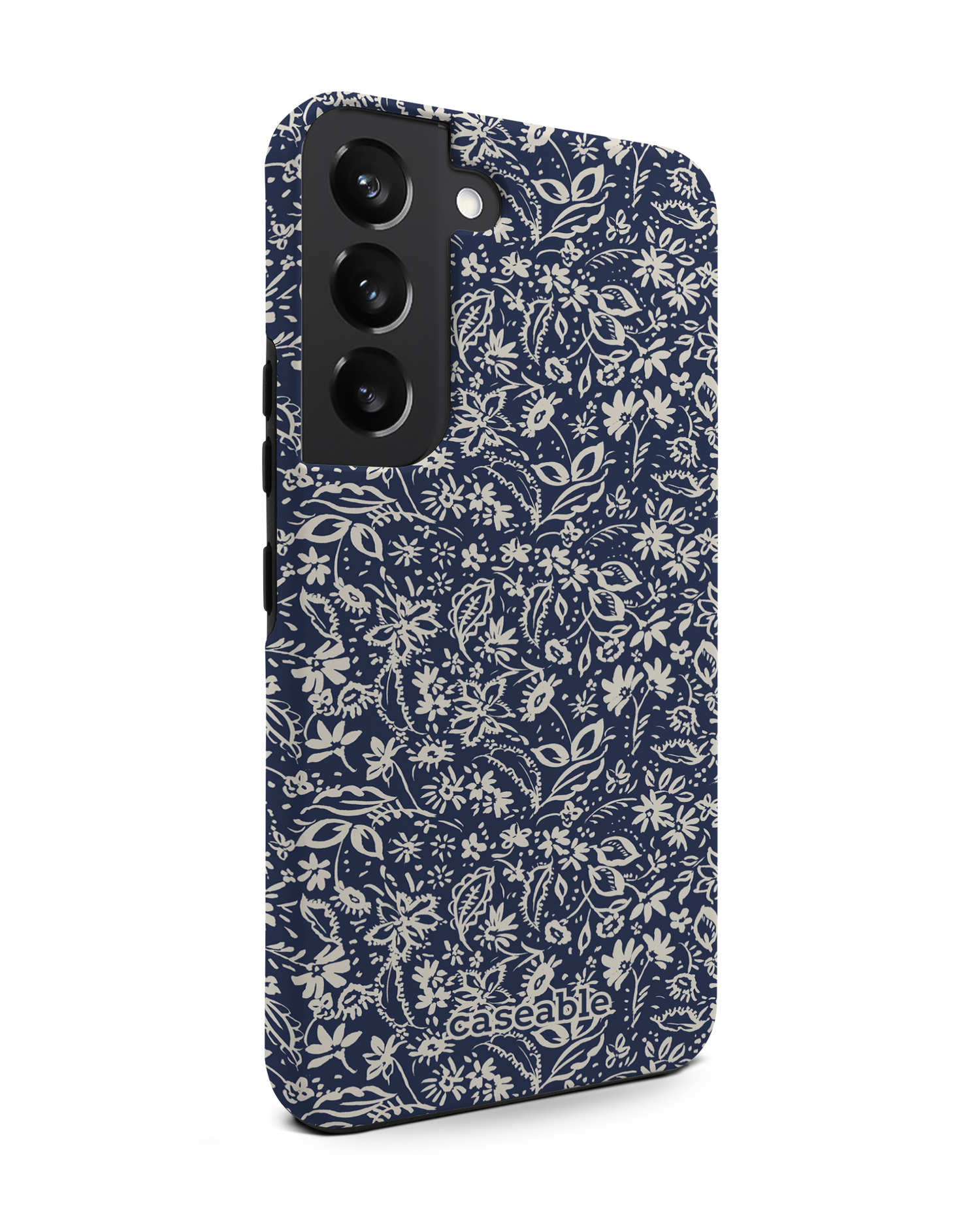 Ditsy Blue Paisley Premium Phone Case Samsung Galaxy S22 5G: View from the left side