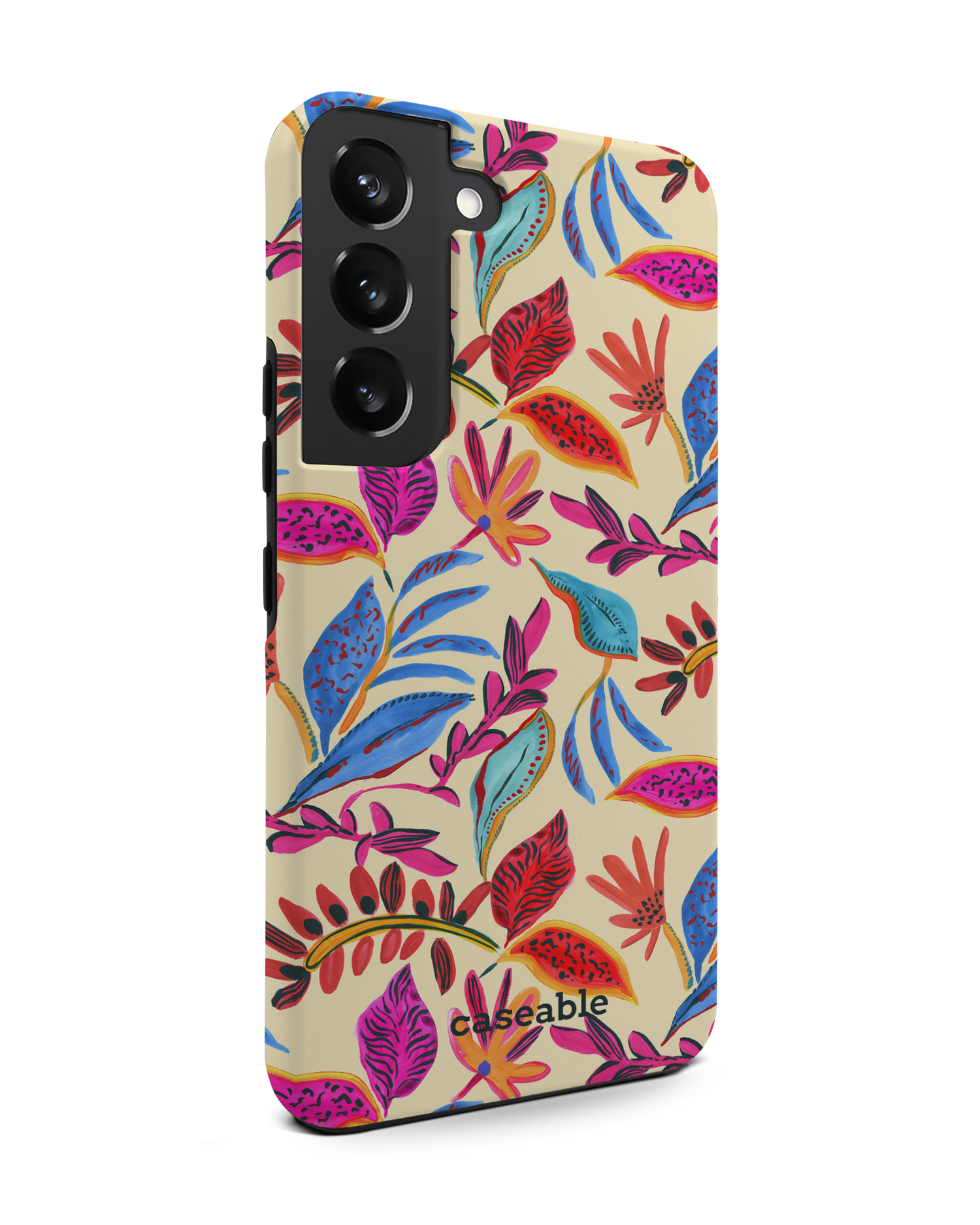 Painterly Spring Leaves Premium Phone Case Samsung Galaxy S22 5G: View from the left side
