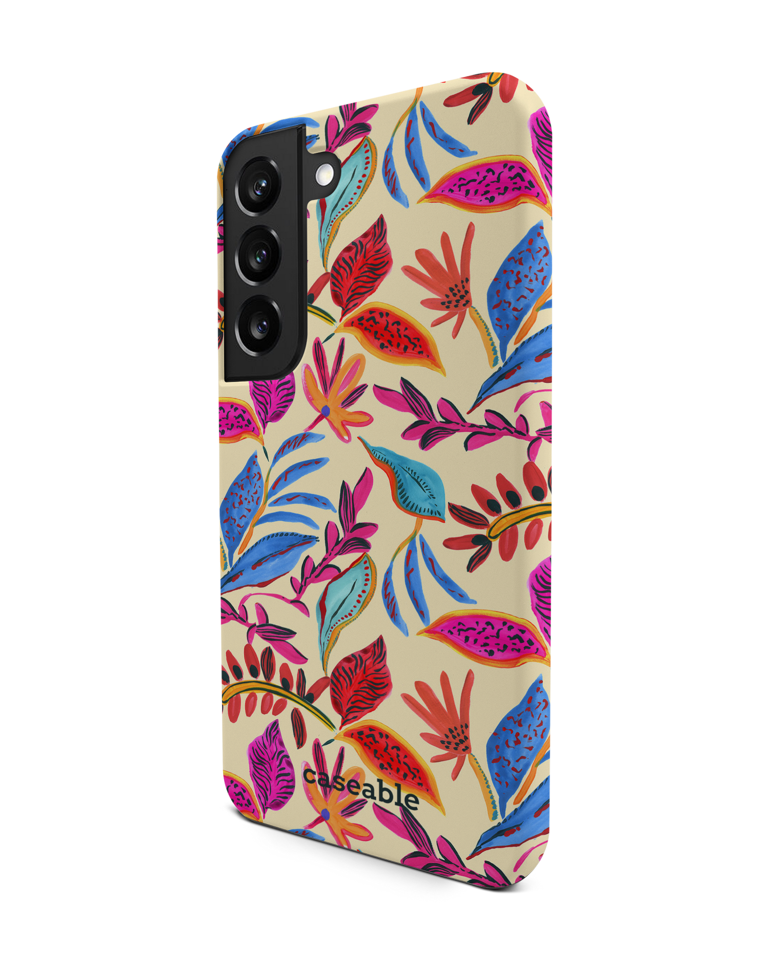Painterly Spring Leaves Premium Phone Case Samsung Galaxy S22 5G: View from the right side