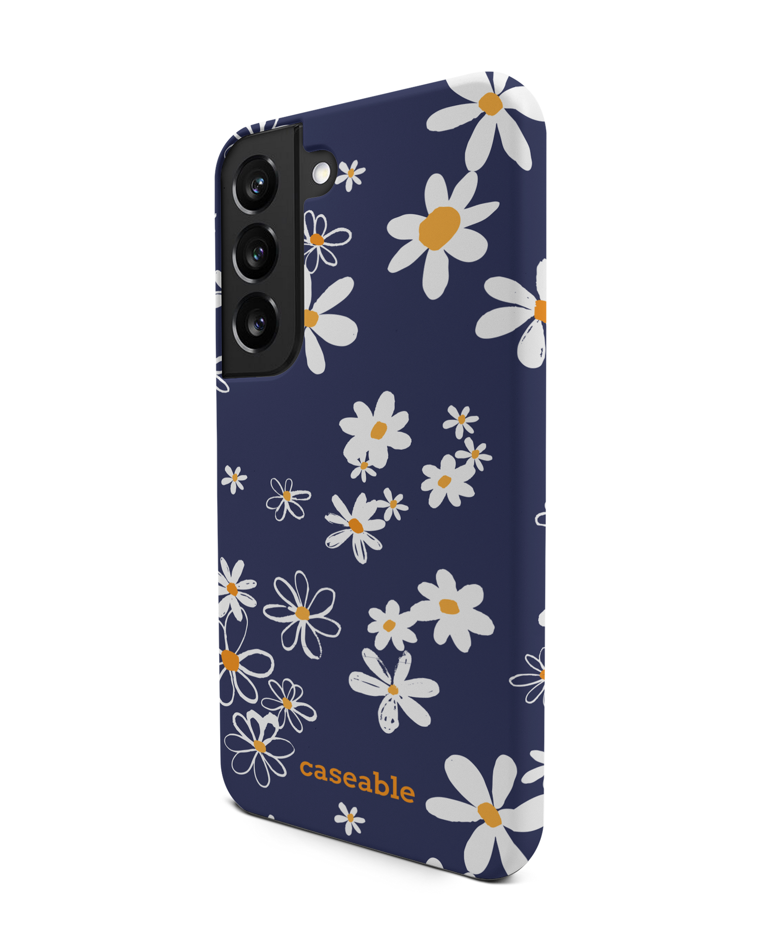 Navy Daisies Premium Phone Case Samsung Galaxy S22 5G: View from the right side