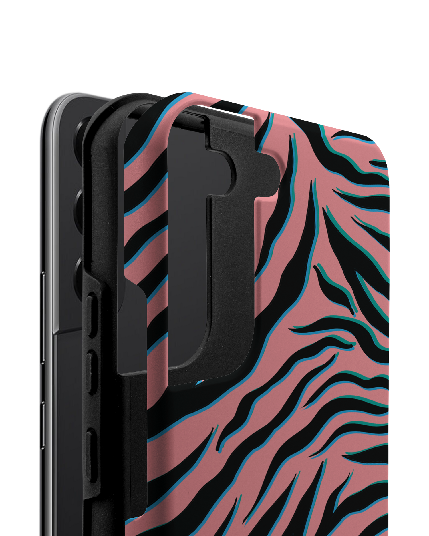 Pink Zebra Premium Phone Case Samsung Galaxy S22 5G consisting of 2 parts