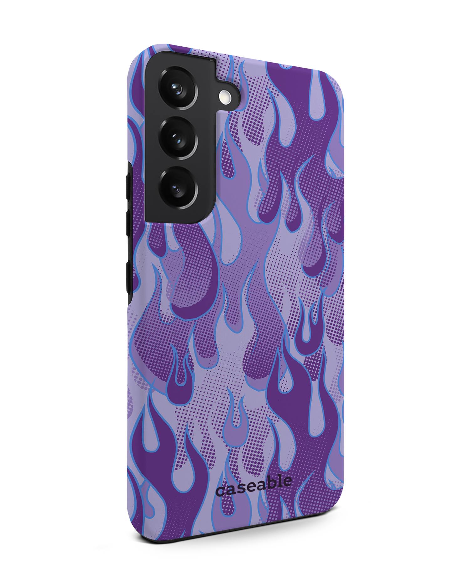 Purple Flames Premium Phone Case Samsung Galaxy S22 5G: View from the left side