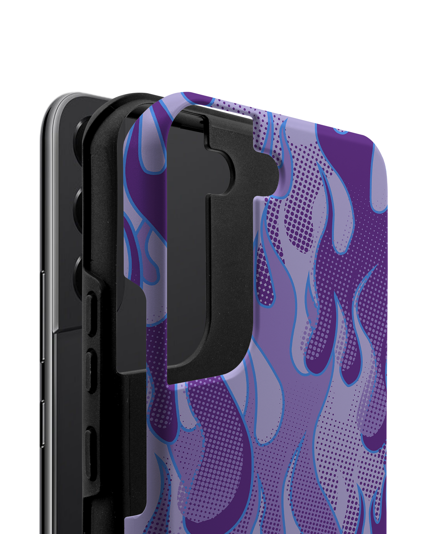 Purple Flames Premium Phone Case Samsung Galaxy S22 5G consisting of 2 parts