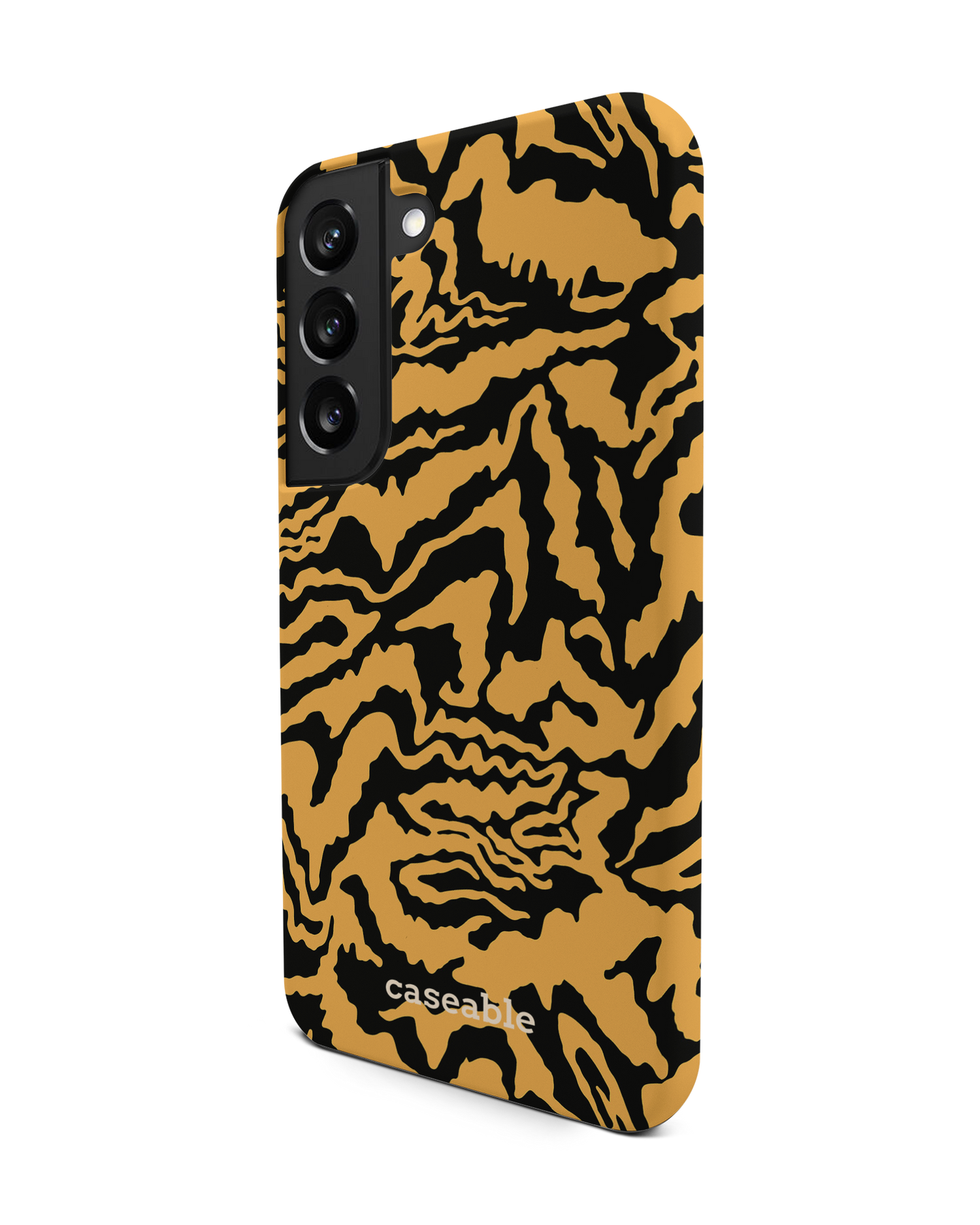 Warped Tiger Stripes Premium Phone Case Samsung Galaxy S22 5G: View from the right side