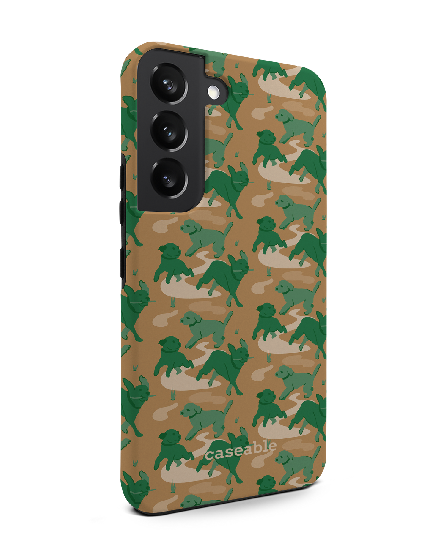Dog Camo Premium Phone Case Samsung Galaxy S22 5G: View from the left side