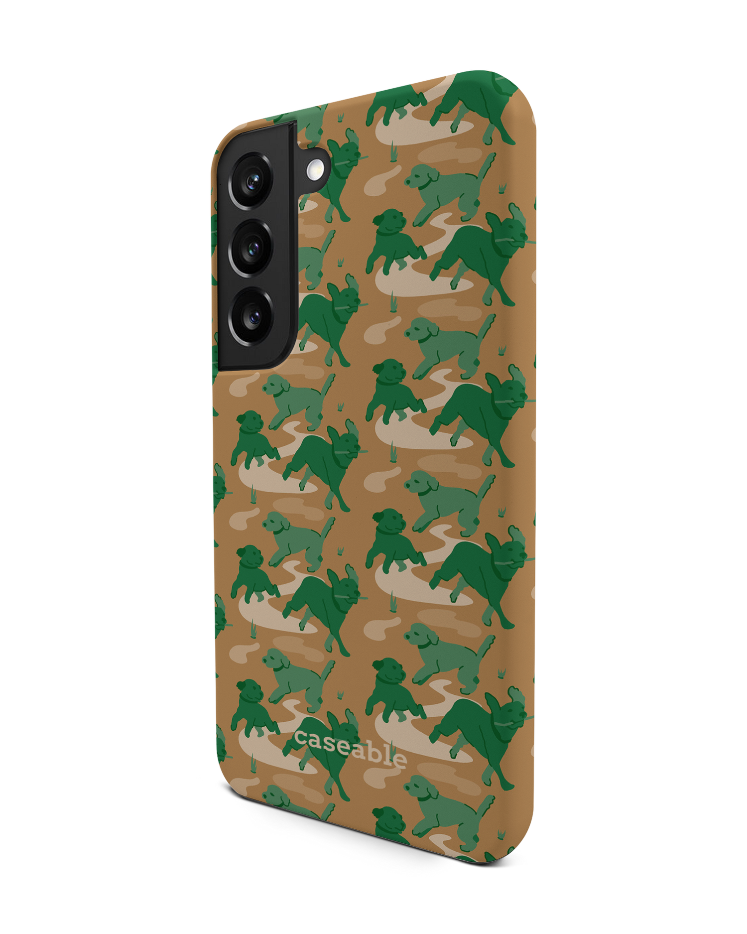 Dog Camo Premium Phone Case Samsung Galaxy S22 5G: View from the right side