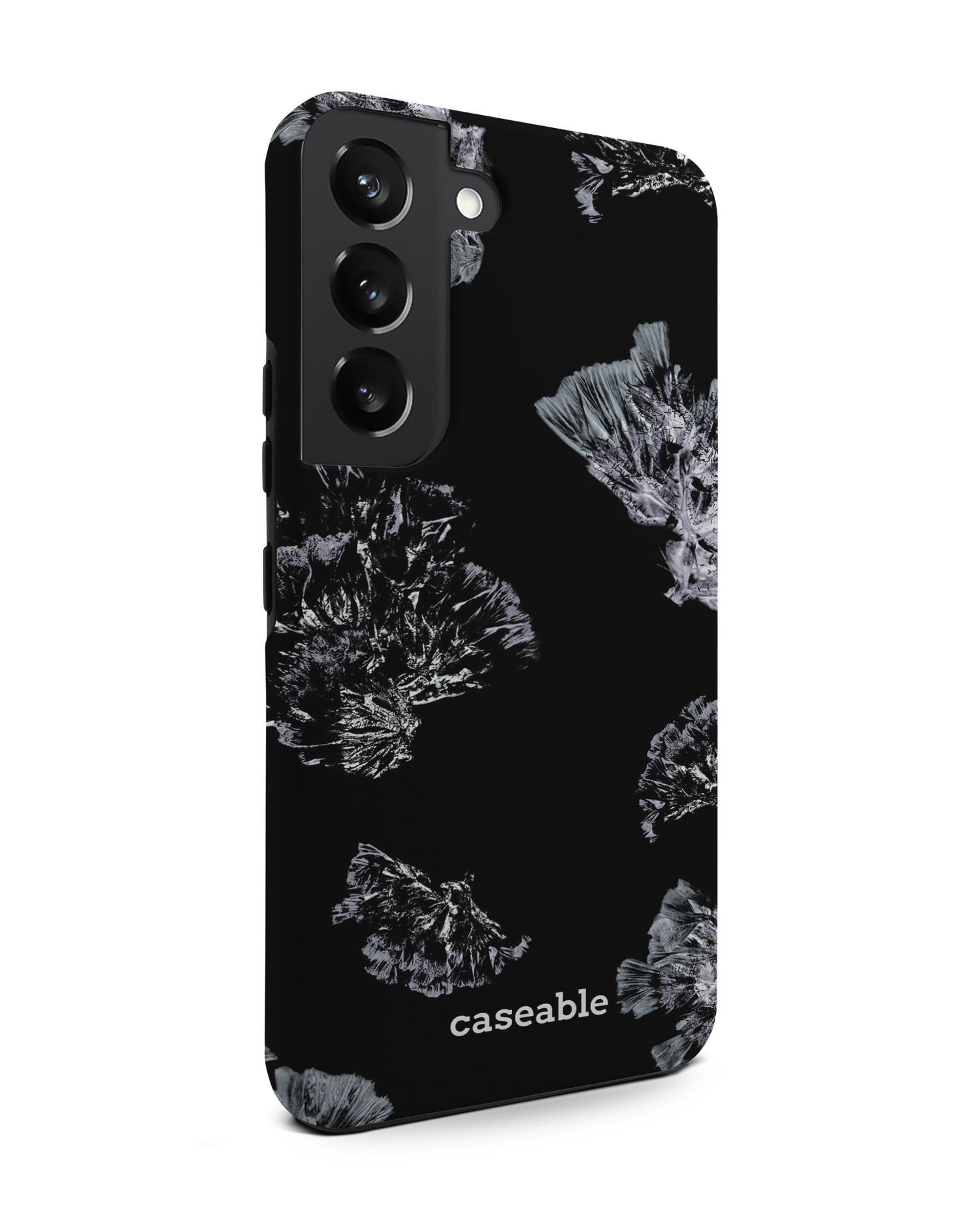 Silver Petals Premium Phone Case Samsung Galaxy S22 5G: View from the left side