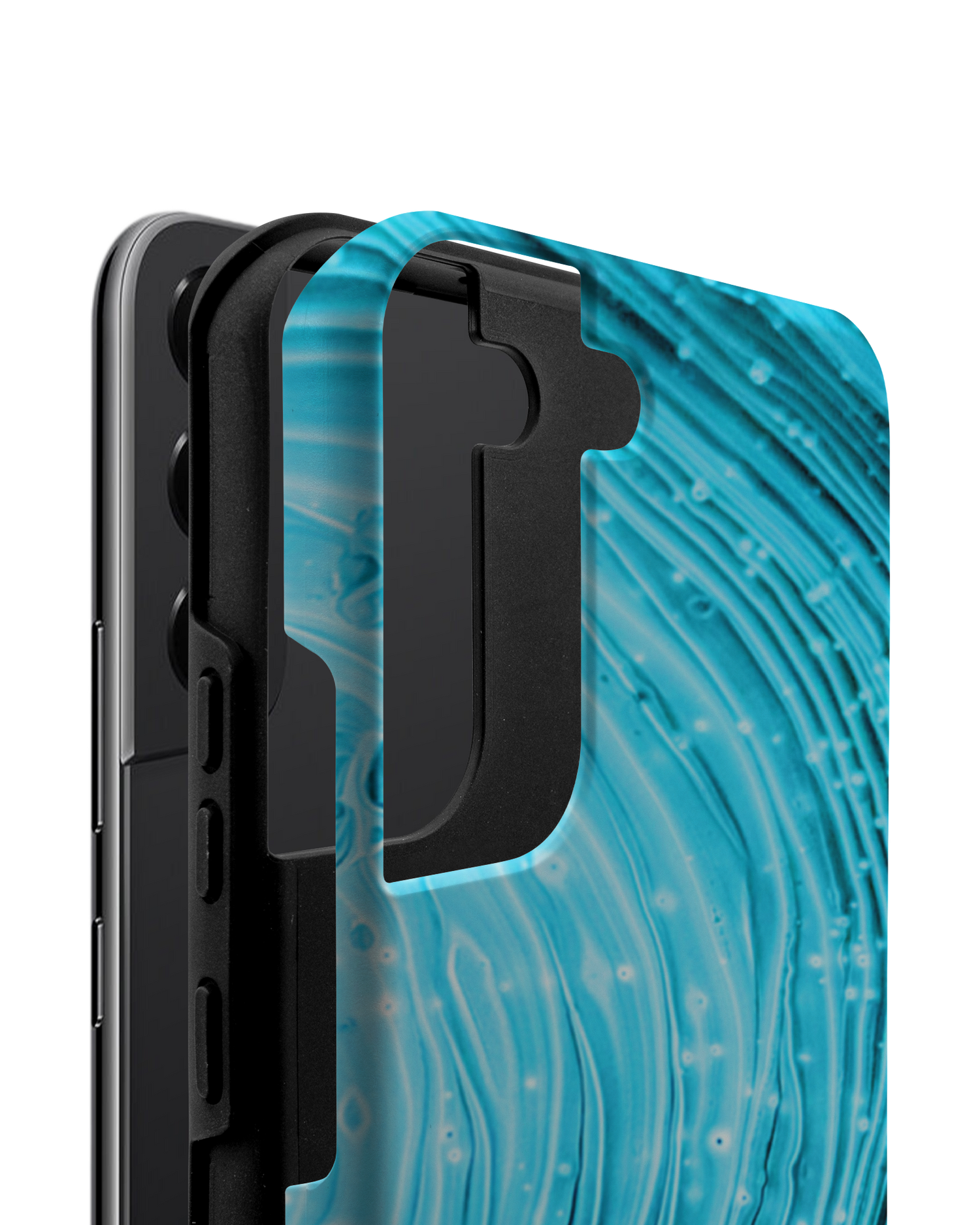 Turquoise Ripples Premium Phone Case Samsung Galaxy S22 5G consisting of 2 parts