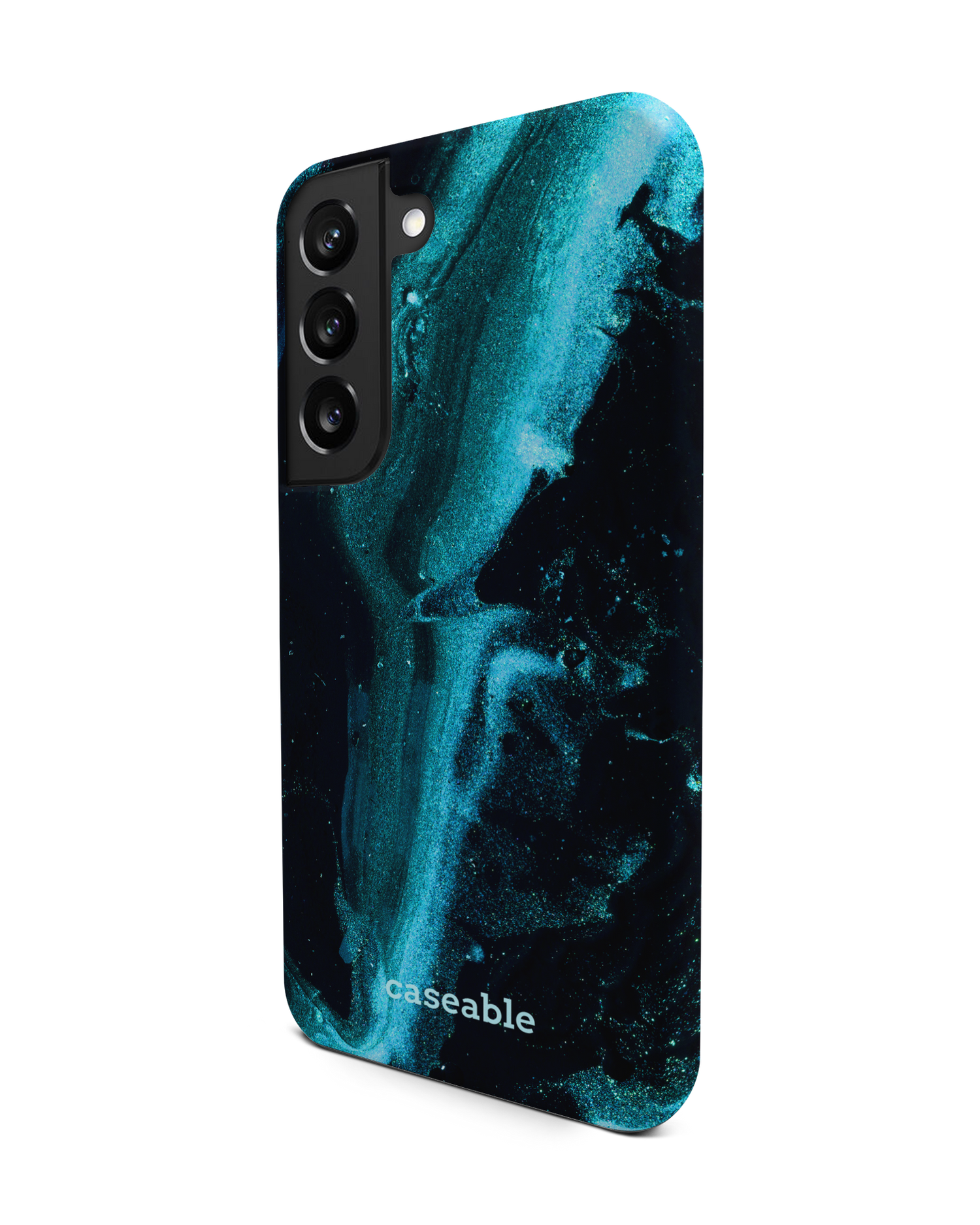 Deep Turquoise Sparkle Premium Phone Case Samsung Galaxy S22 5G: View from the right side