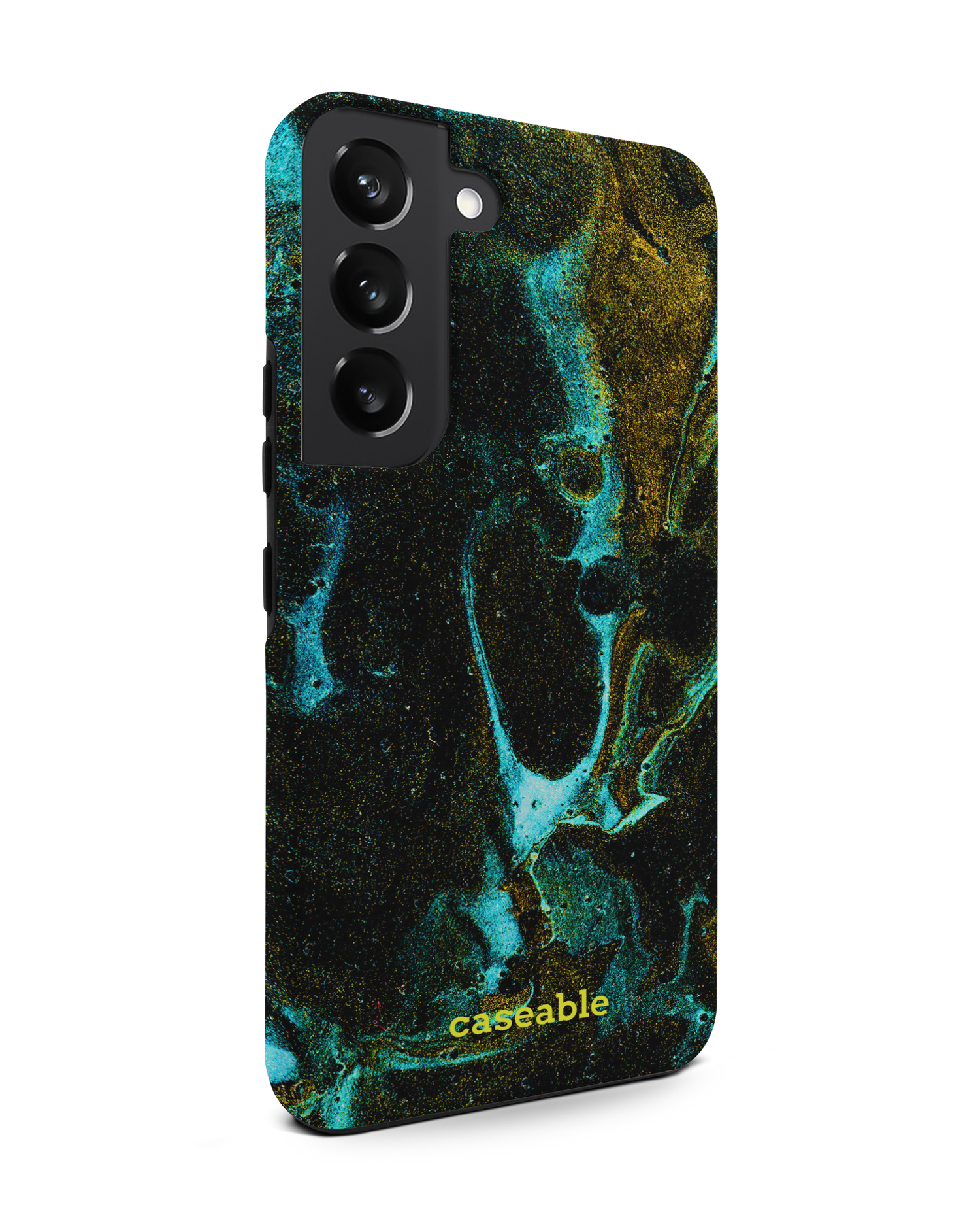 Mint Gold Marble Sparkle Premium Phone Case Samsung Galaxy S22 5G: View from the left side