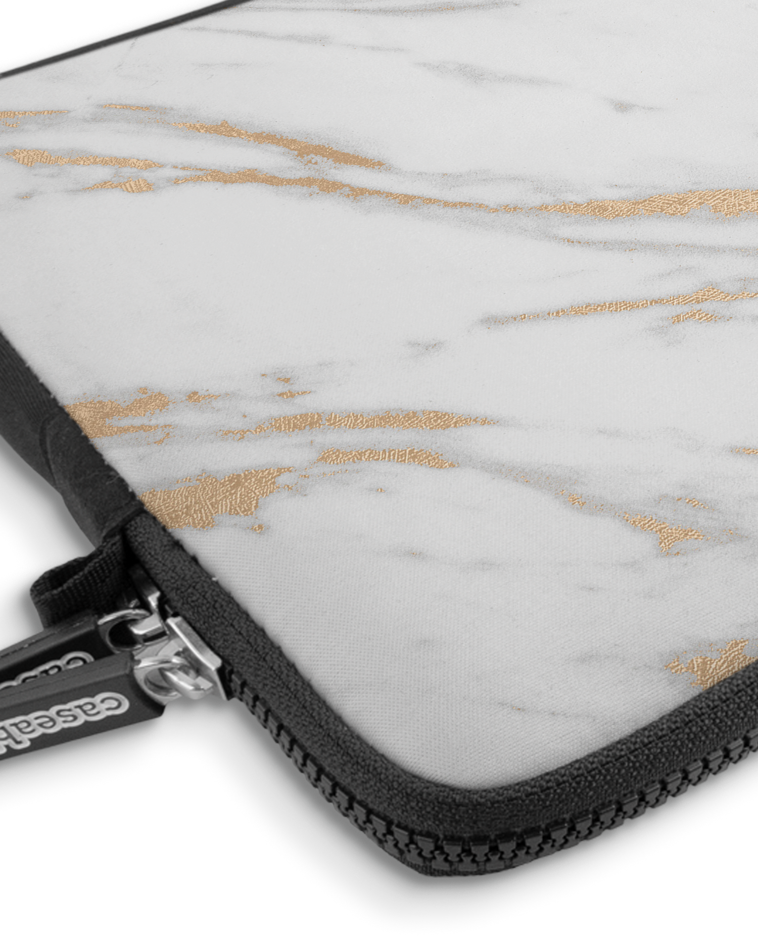 Gold Marble Elegance Premium Laptop Bag 13 inch with device inside