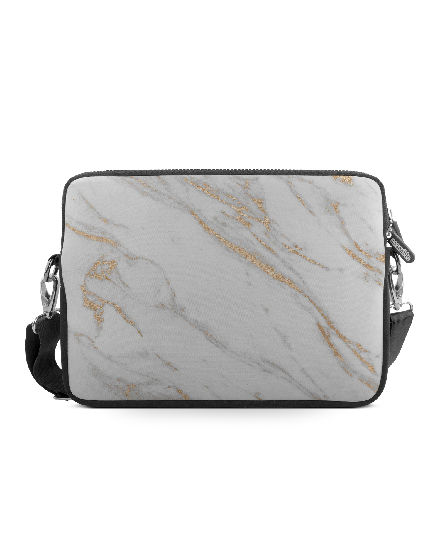 Gold Marble Elegance Premium Laptop Bag 13 inch: Front View