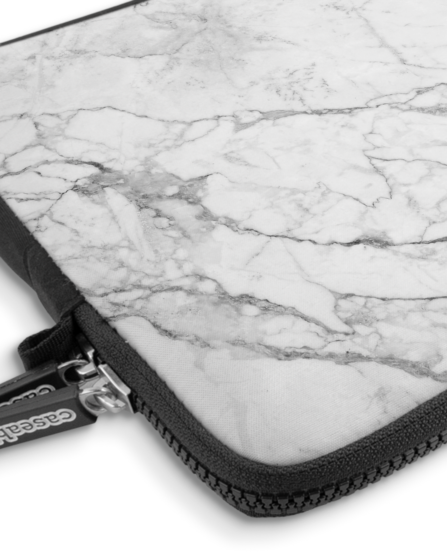 White Marble Premium Laptop Bag 13 inch with device inside